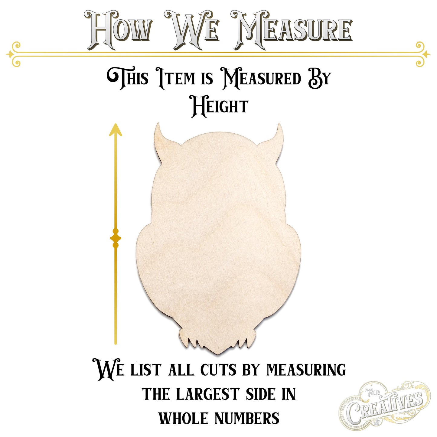 Owl Blank Shape Wood Cutout - Laser Cut Unfinished Craft Shape - Multiple Sizes