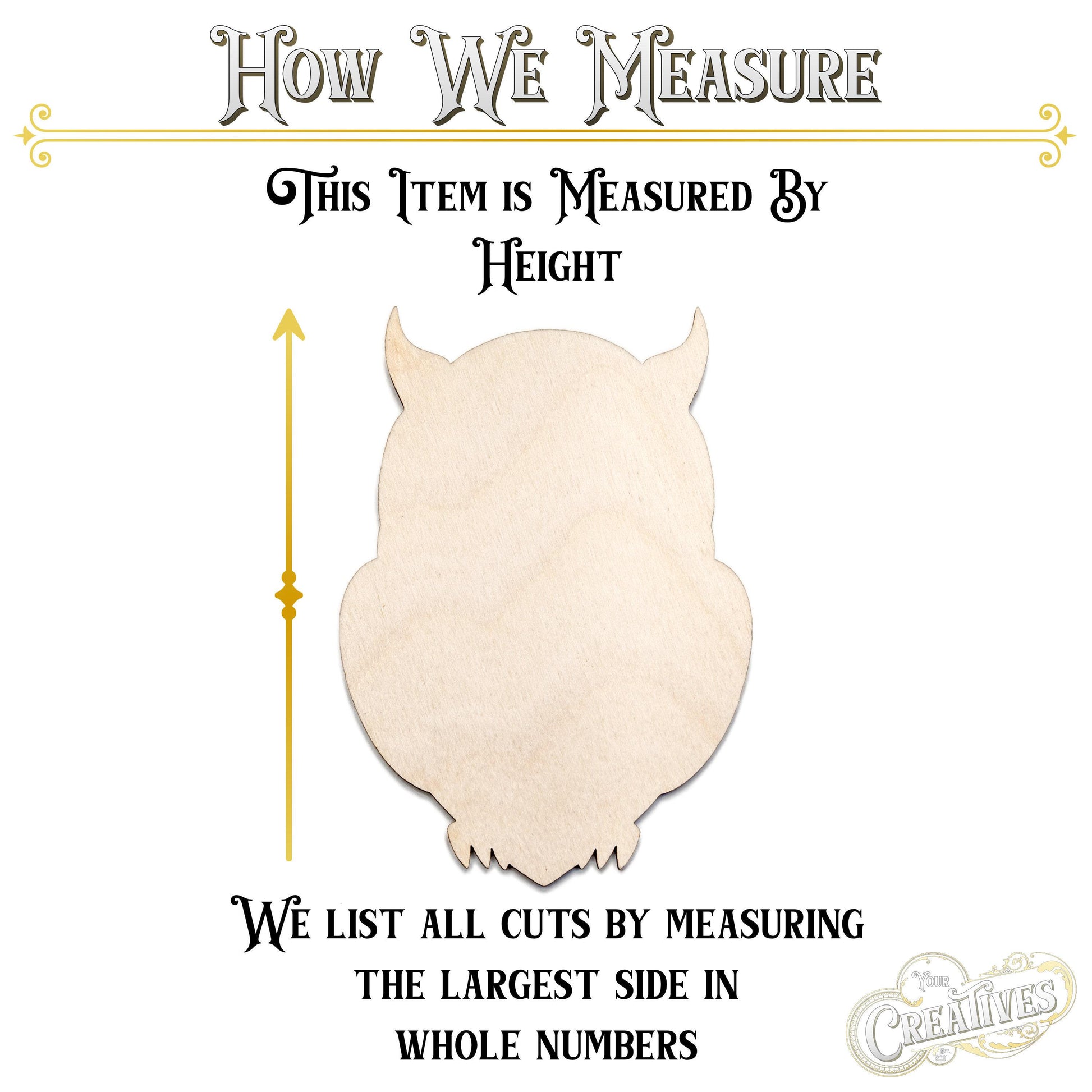 Owl Blank Shape Wood Cutout - Laser Cut Unfinished Craft Shape - Multiple Sizes
