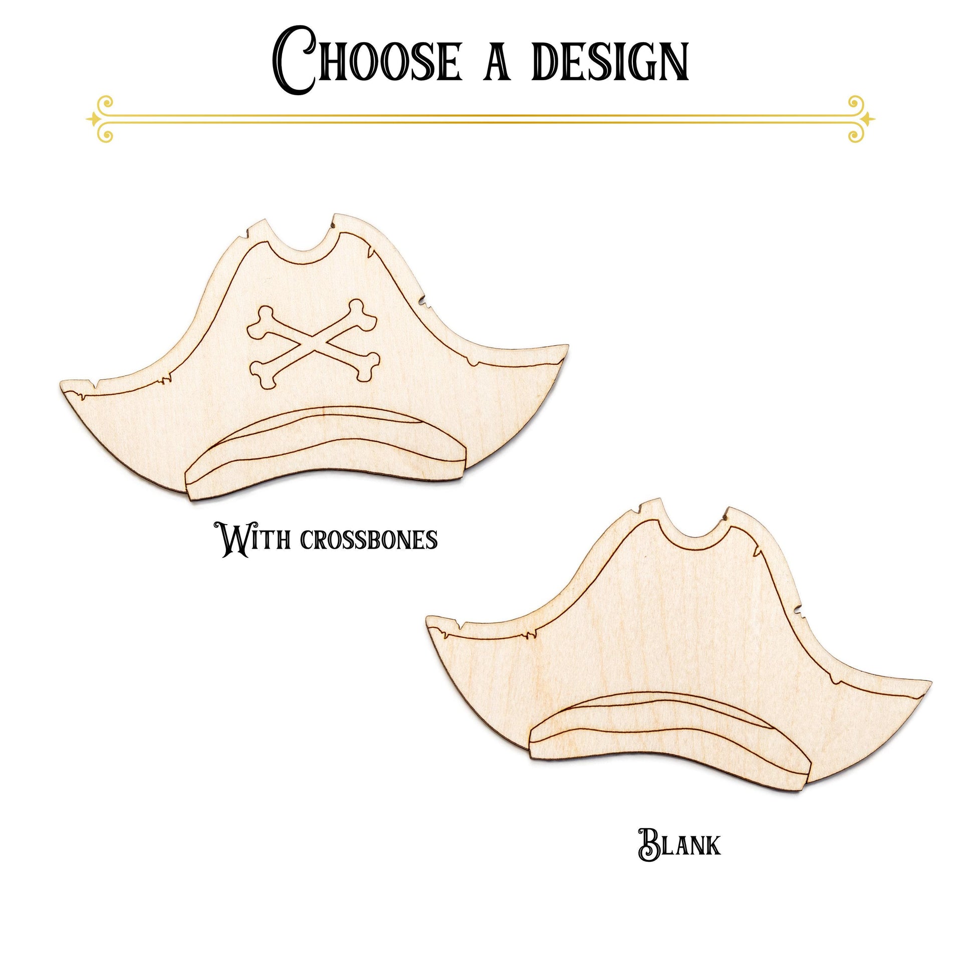 Pirate Hat With Bandana Wood Cutout - Laser Cut Unfinished Craft Shape - Multiple Sizes
