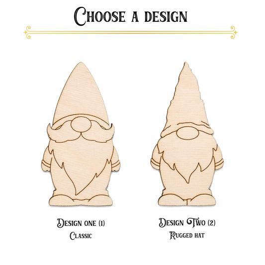 Gnomes Wood Cutout Classic Or Rugged - Laser Cut Unfinished Craft Shape - Multiple Sizes