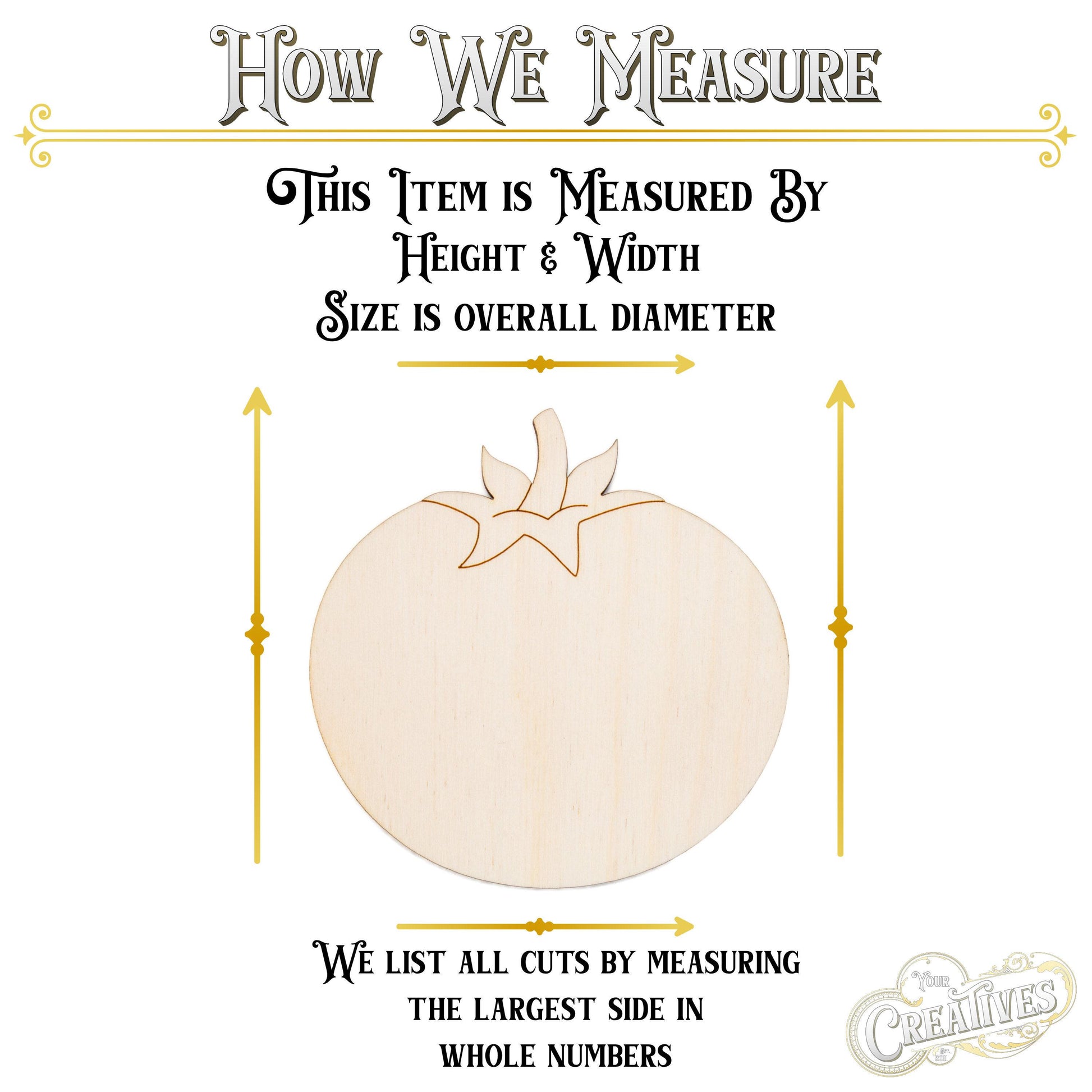 Tomato Wood Cutout - Laser Cut Unfinished Craft Shape - Multiple Sizes