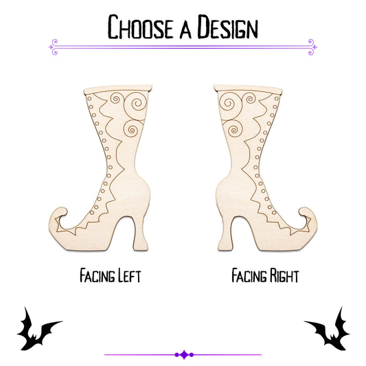 Witch Boot Decorative Wood Cutout - Laser Cut Unfinished Craft Shape - Multiple Sizes