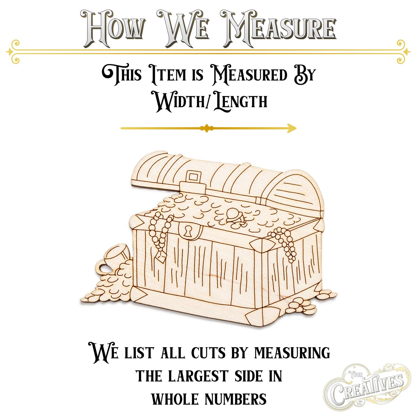 Treasure Chest Wood Cutout - Laser Cut Unfinished Craft Shape - Multiple Sizes