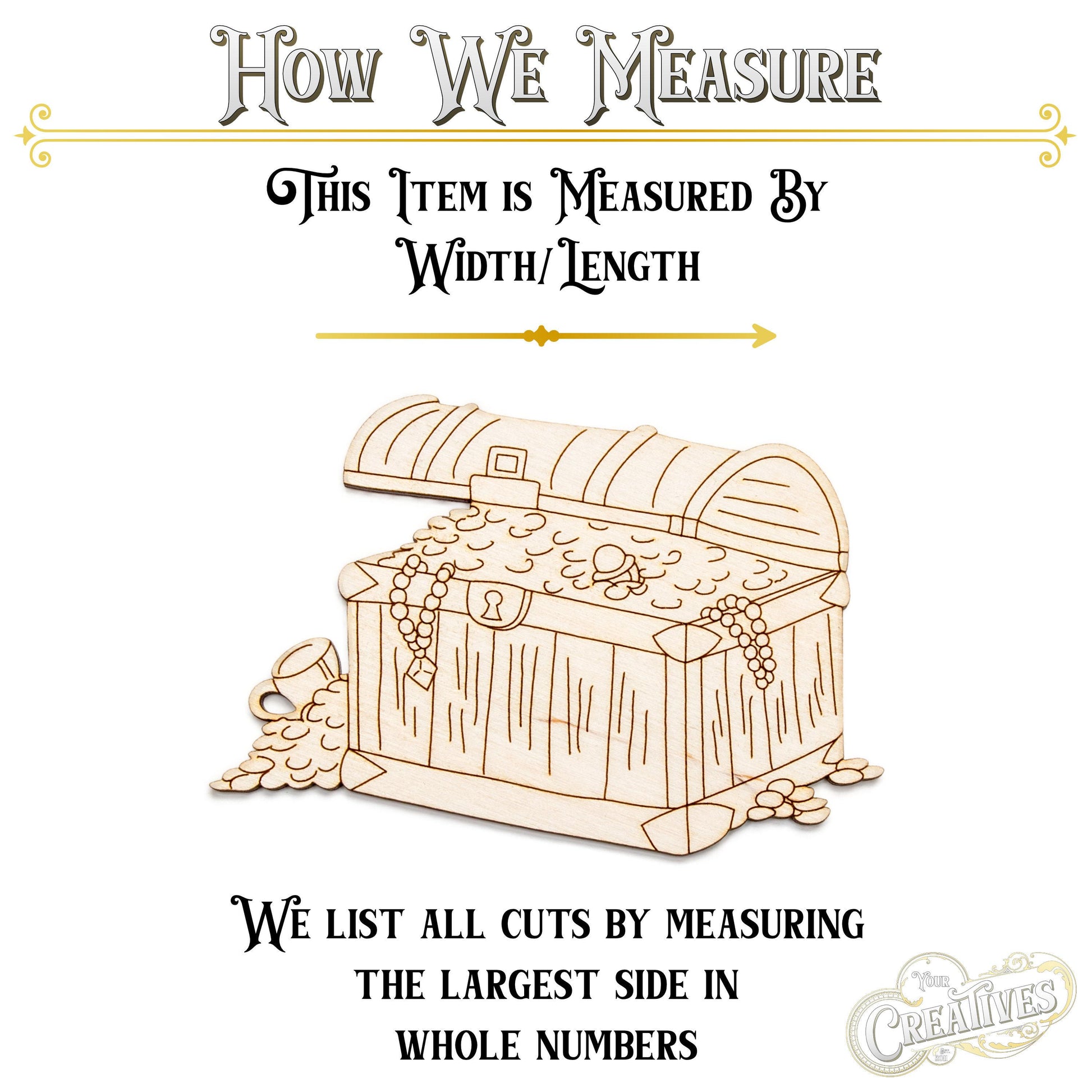 Treasure Chest Wood Cutout - Laser Cut Unfinished Craft Shape - Multiple Sizes