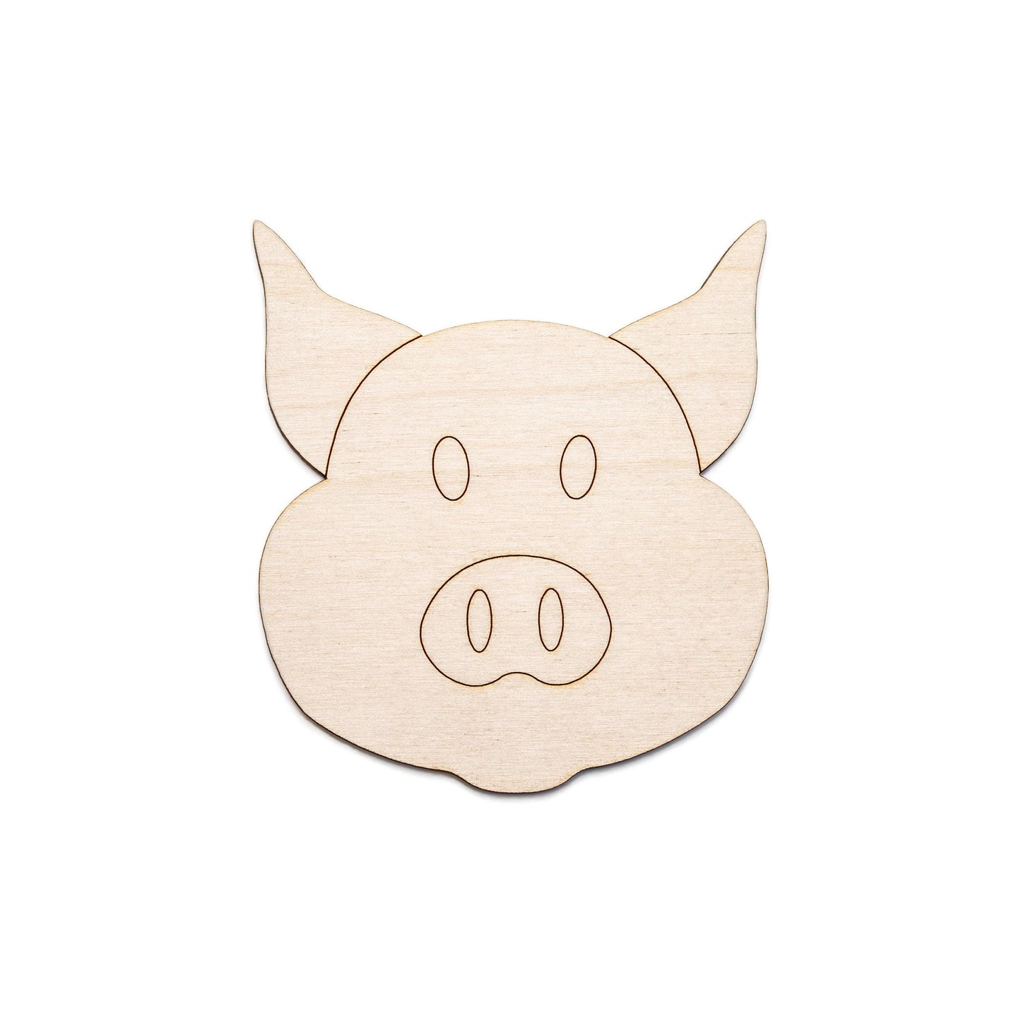 Piggy Face Detailed Wood Cutout - Laser Cut Unfinished Craft Shape - Multiple Sizes