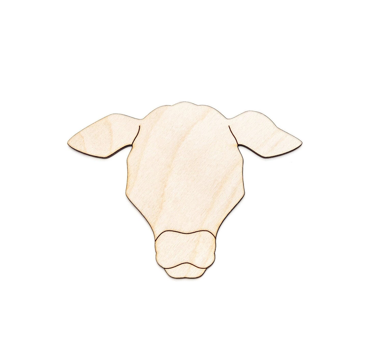 Cow Head Blank Wood Cutout - Laser Cut Unfinished Craft Shape - Multiple Sizes