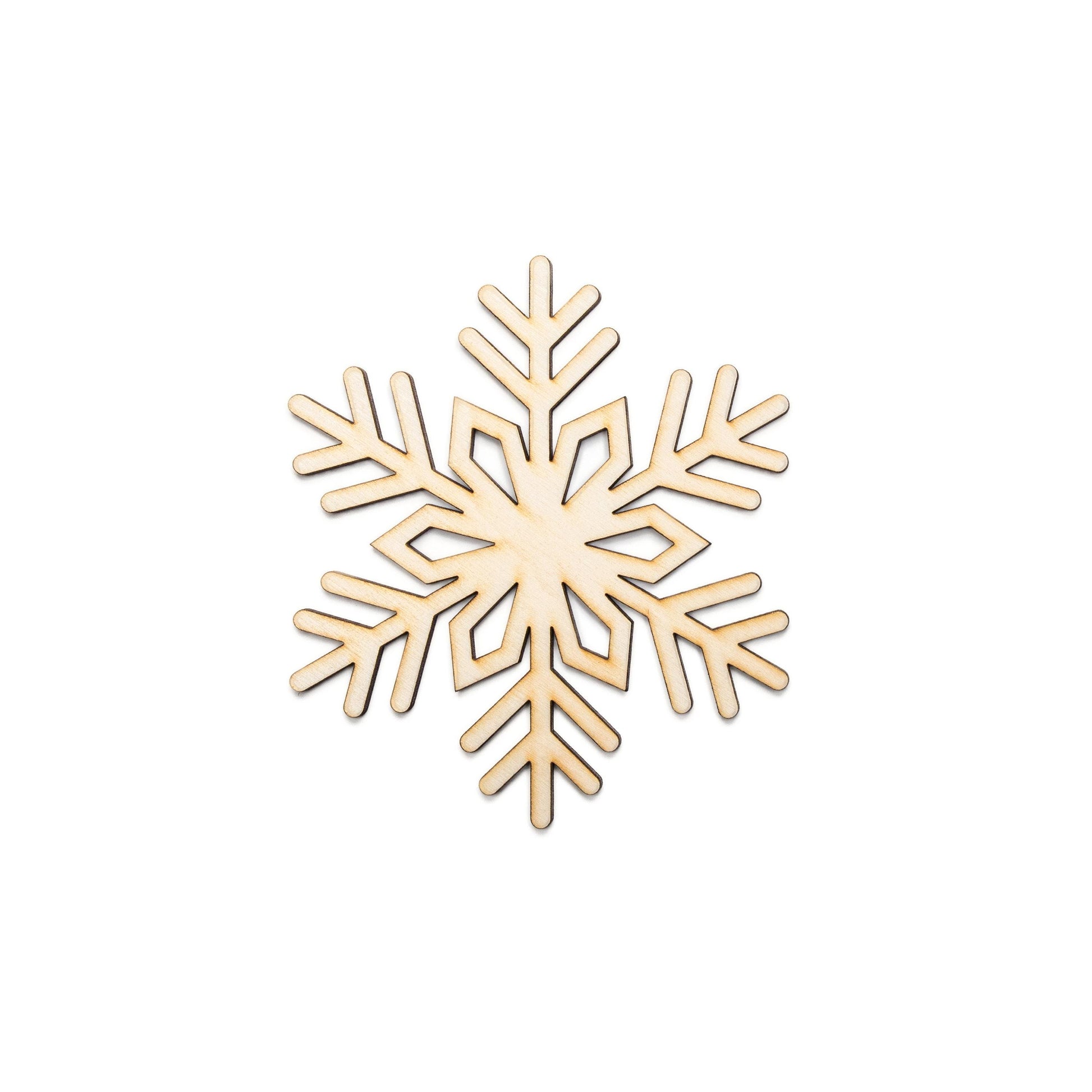 Snowflake Wood Cutout - Laser Cut Unfinished Craft Shape - Multiple Sizes