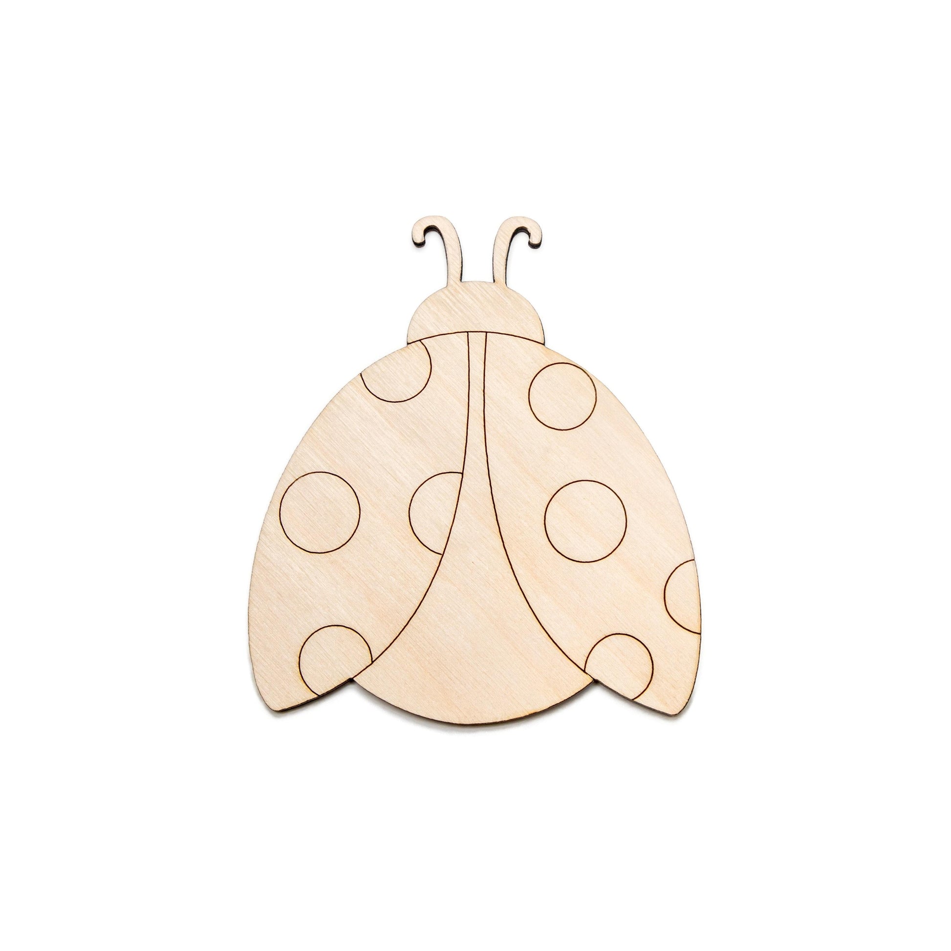Ladybug Open Wings Wood Cutout - Laser Cut Unfinished Craft Shape - Multiple Sizes