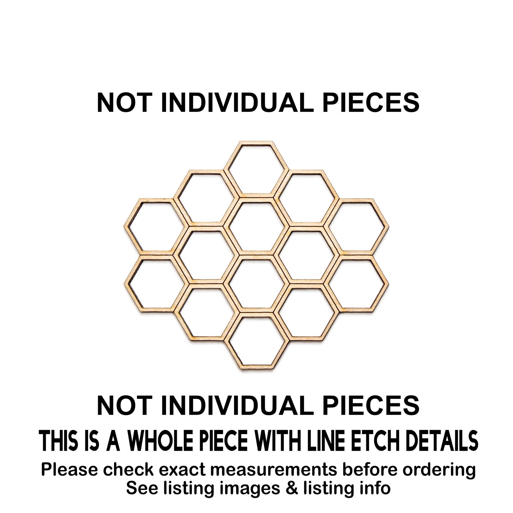 Honeycomb Detailed Wood Cutout - Laser Cut Unfinished Craft Shape - Multiple Sizes