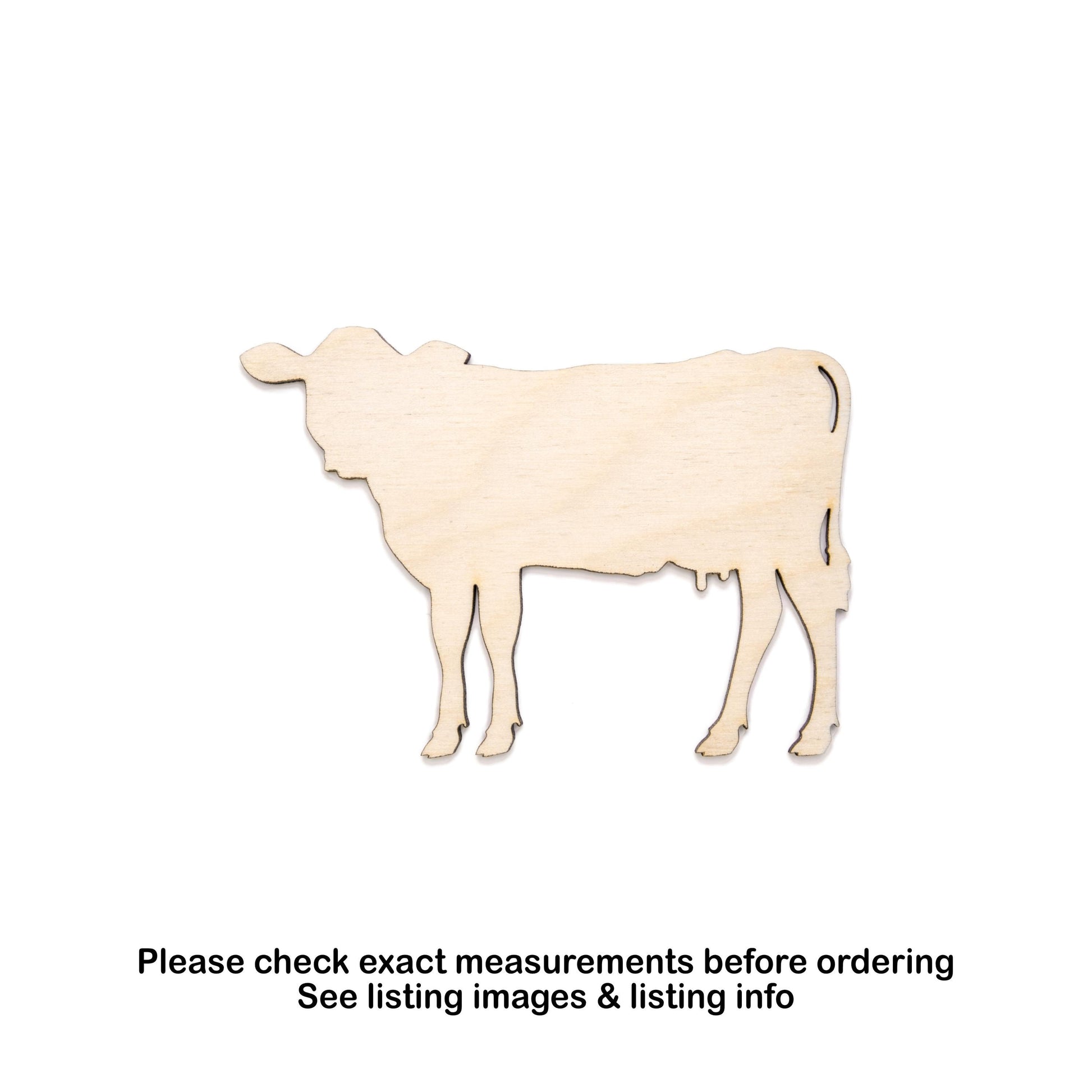 Cow Blank Wood Cutout - Laser Cut Unfinished Craft Shape - Multiple Sizes