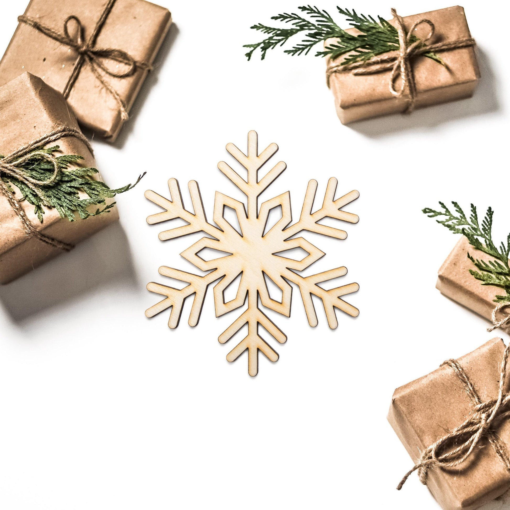 Snowflake Wood Cutout - Laser Cut Unfinished Craft Shape - Multiple Sizes