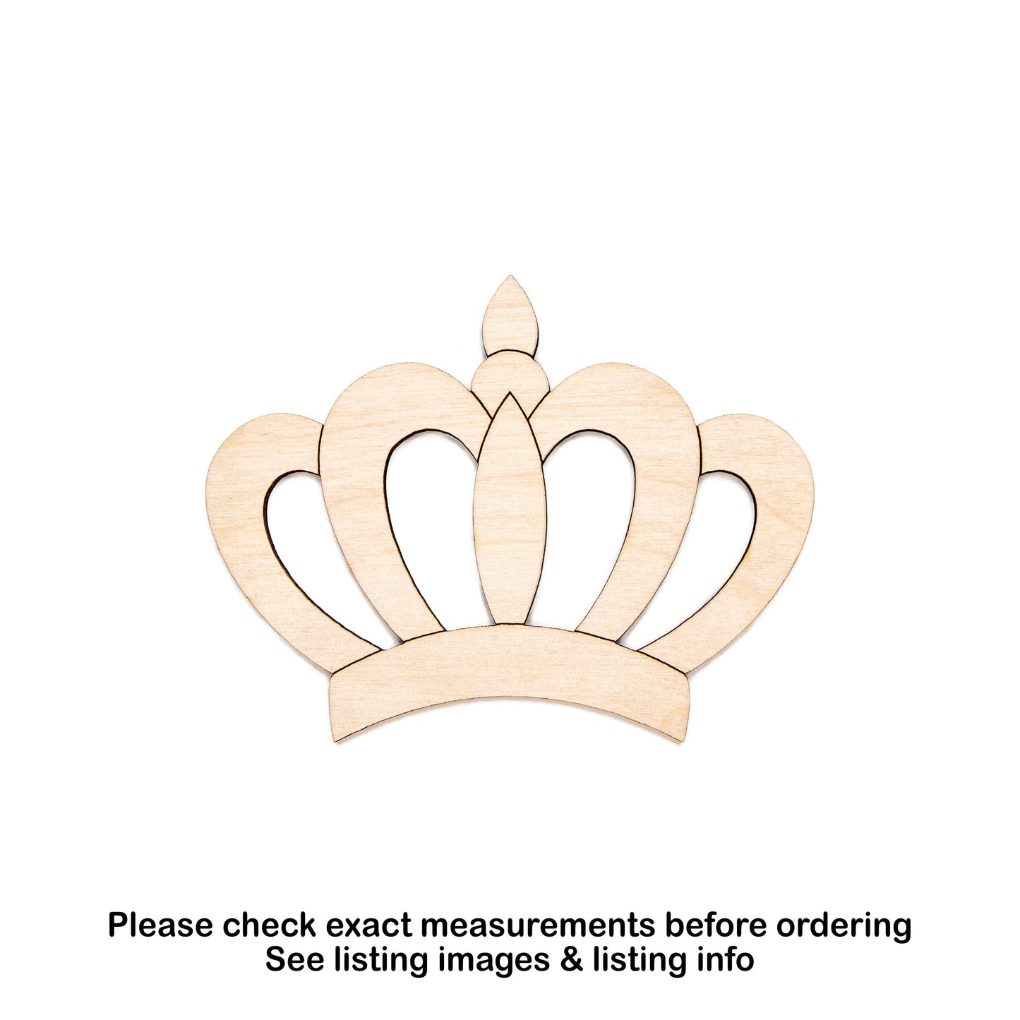 Royal Crown Wood Cutout - Laser Cut Unfinished Craft Shape - Multiple Sizes