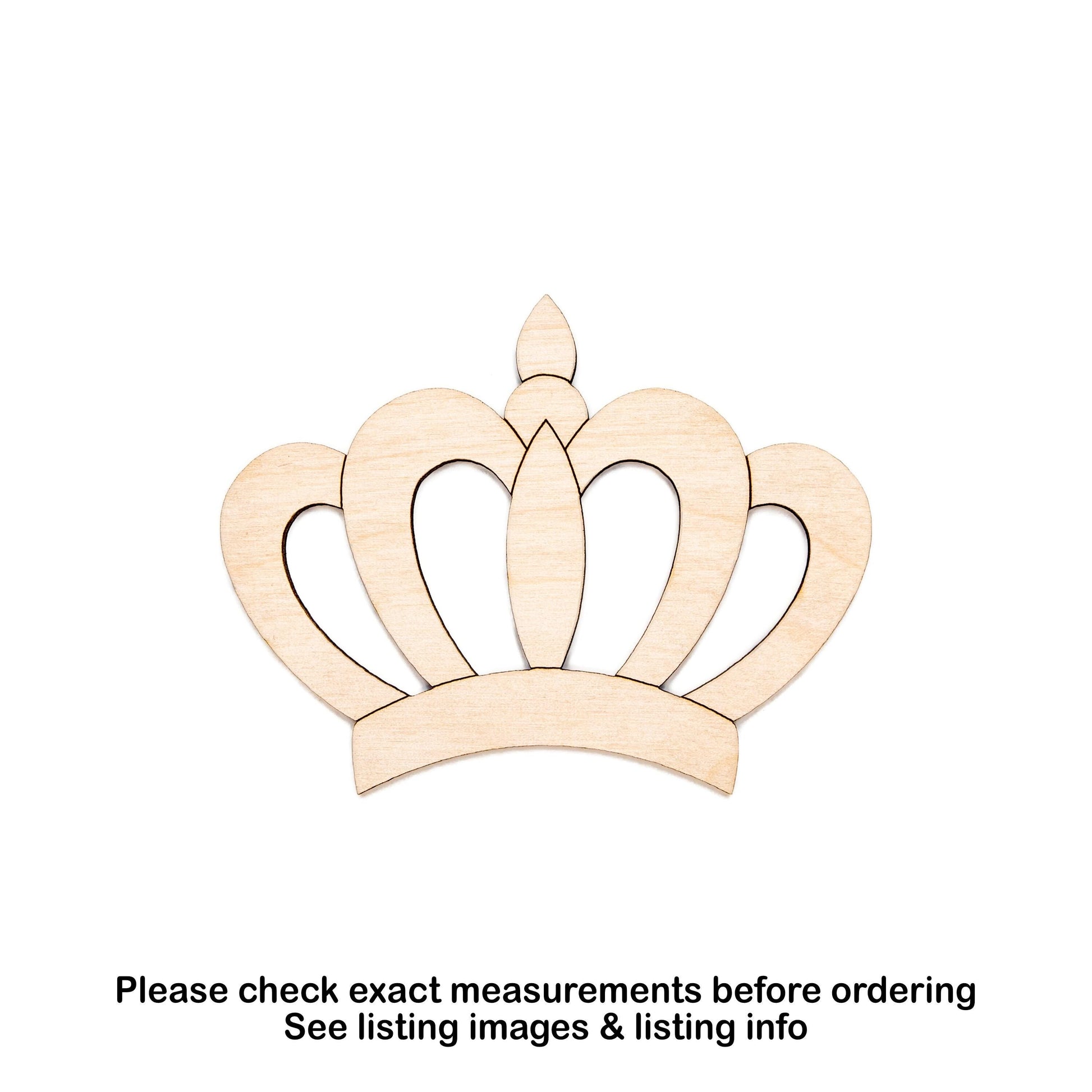 Royal Crown Wood Cutout - Laser Cut Unfinished Craft Shape - Multiple Sizes