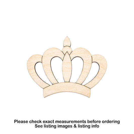 Royal Crown Wood Cutout - Laser Cut Unfinished Craft Shape - Multiple Sizes