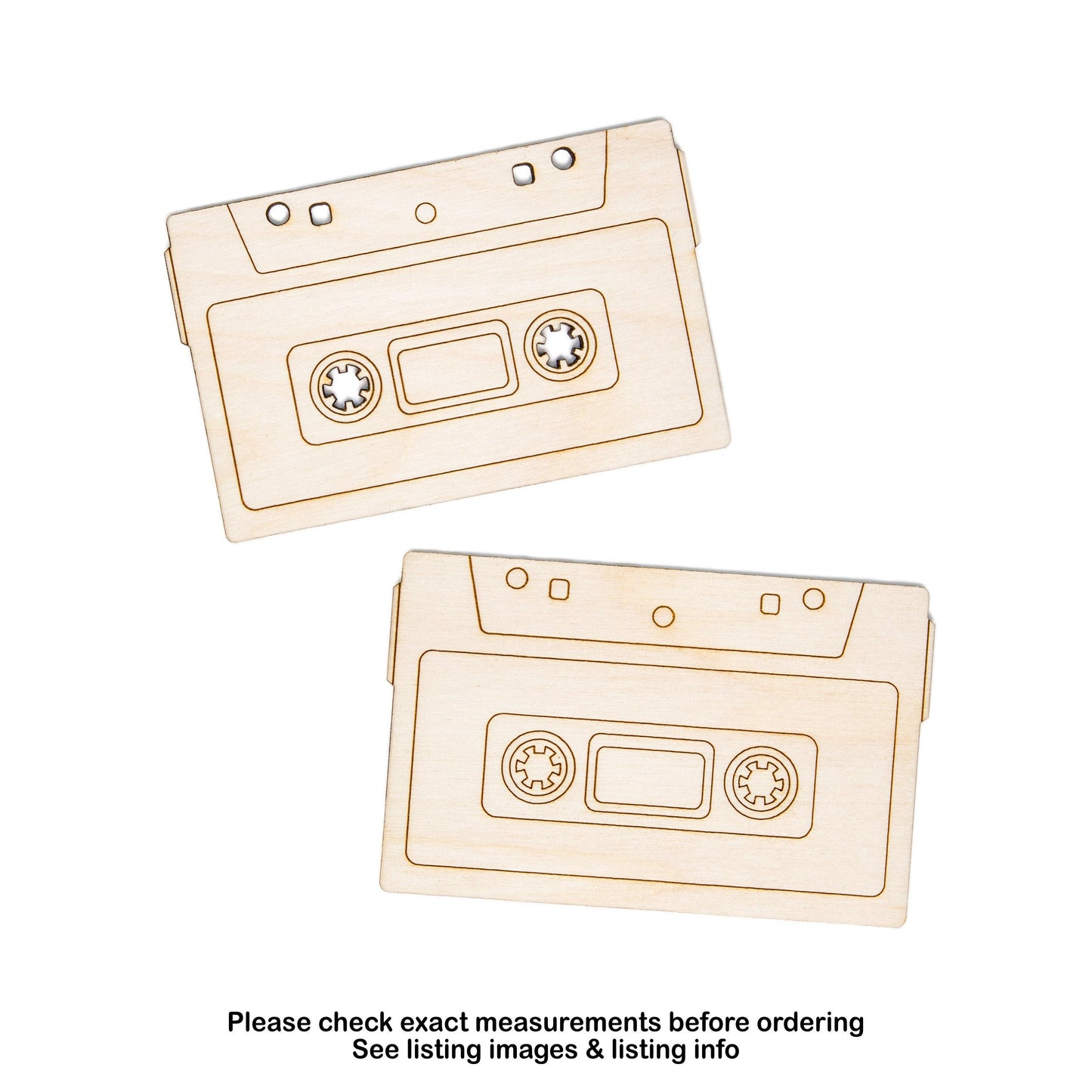 Cassette Tape Wood Cutout - Laser Cut Unfinished Craft Shape - Multiple Sizes