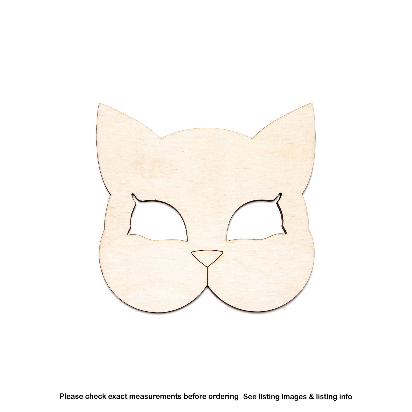 Cat Masquerade Mask Wood Cutout - Laser Cut Unfinished Craft Shape - Multiple Sizes