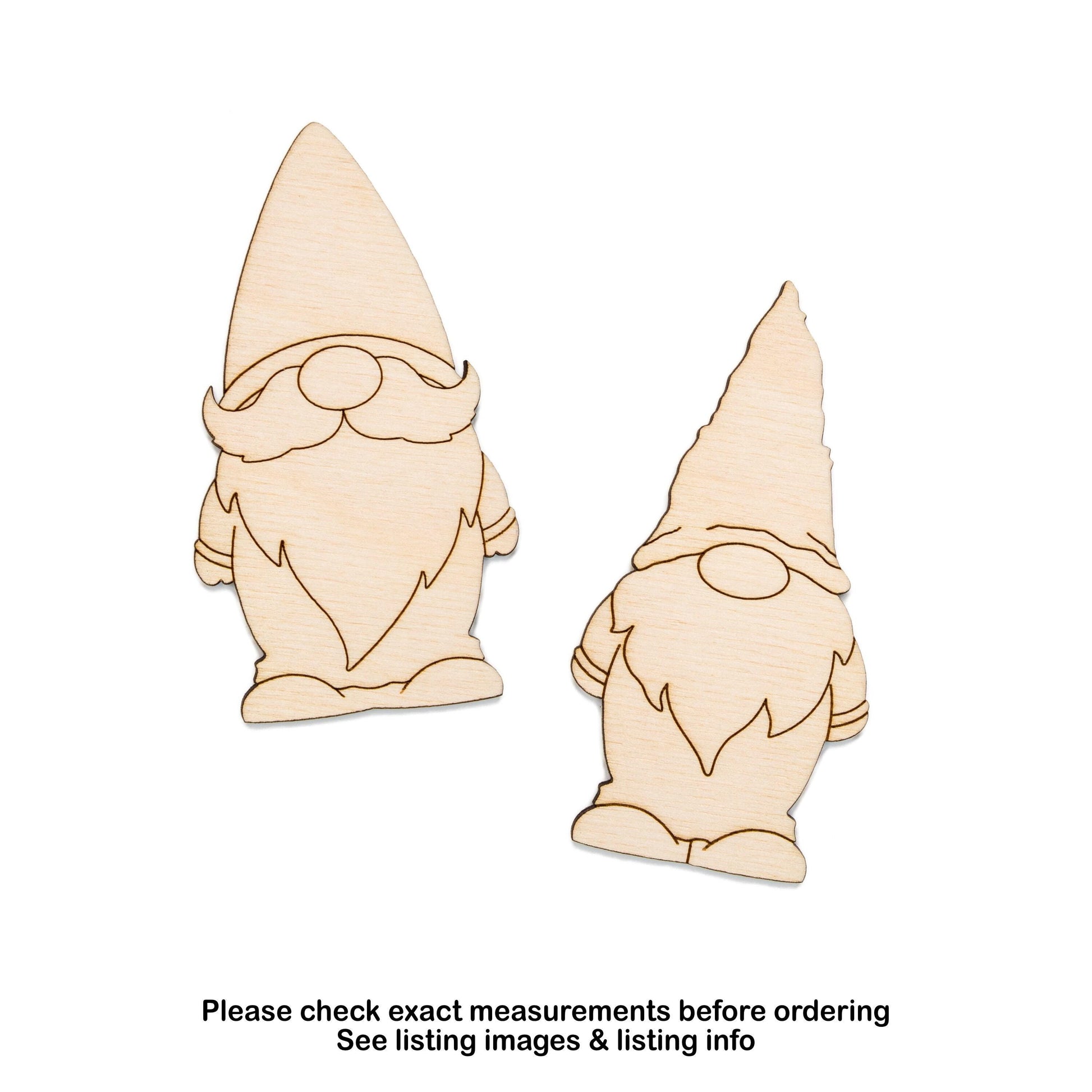 Gnomes Wood Cutout Classic Or Rugged - Laser Cut Unfinished Craft Shape - Multiple Sizes