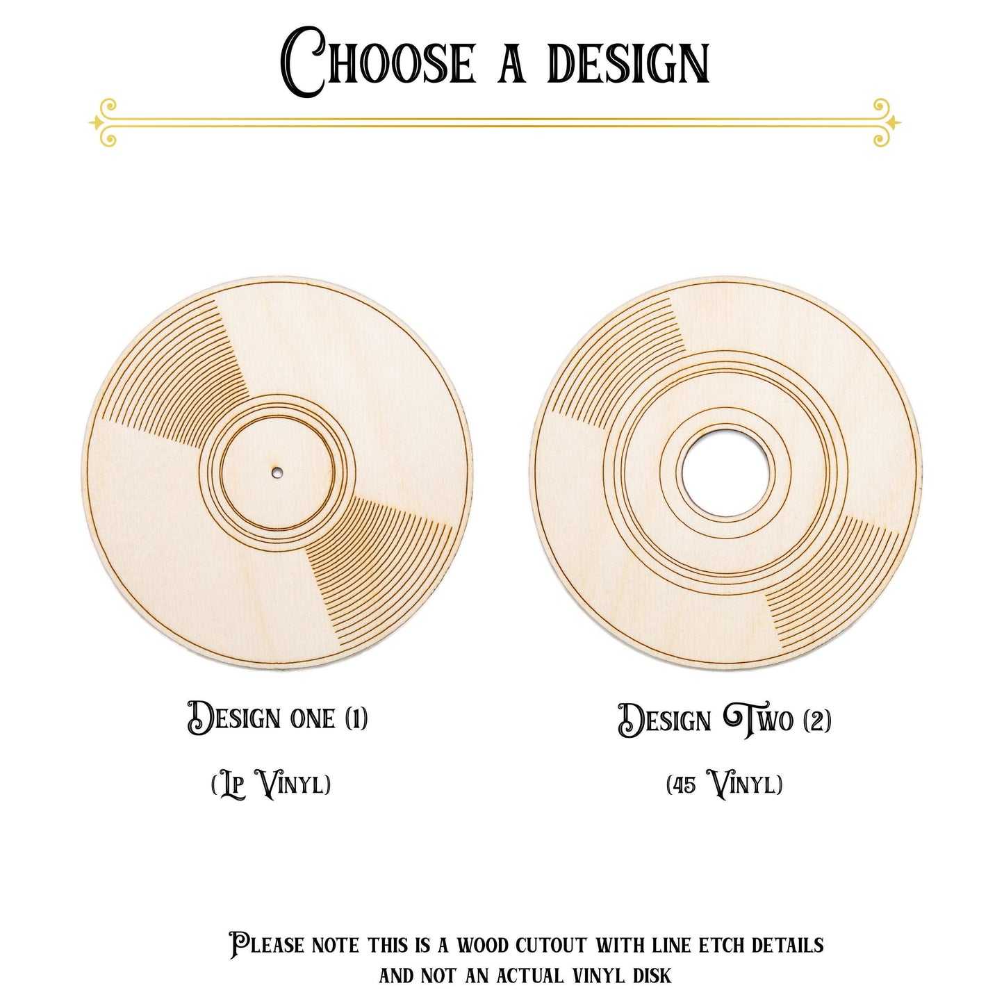 Vinyl Album Detailed Wood Cutout - Laser Cut Unfinished Craft Shape - Multiple Sizes
