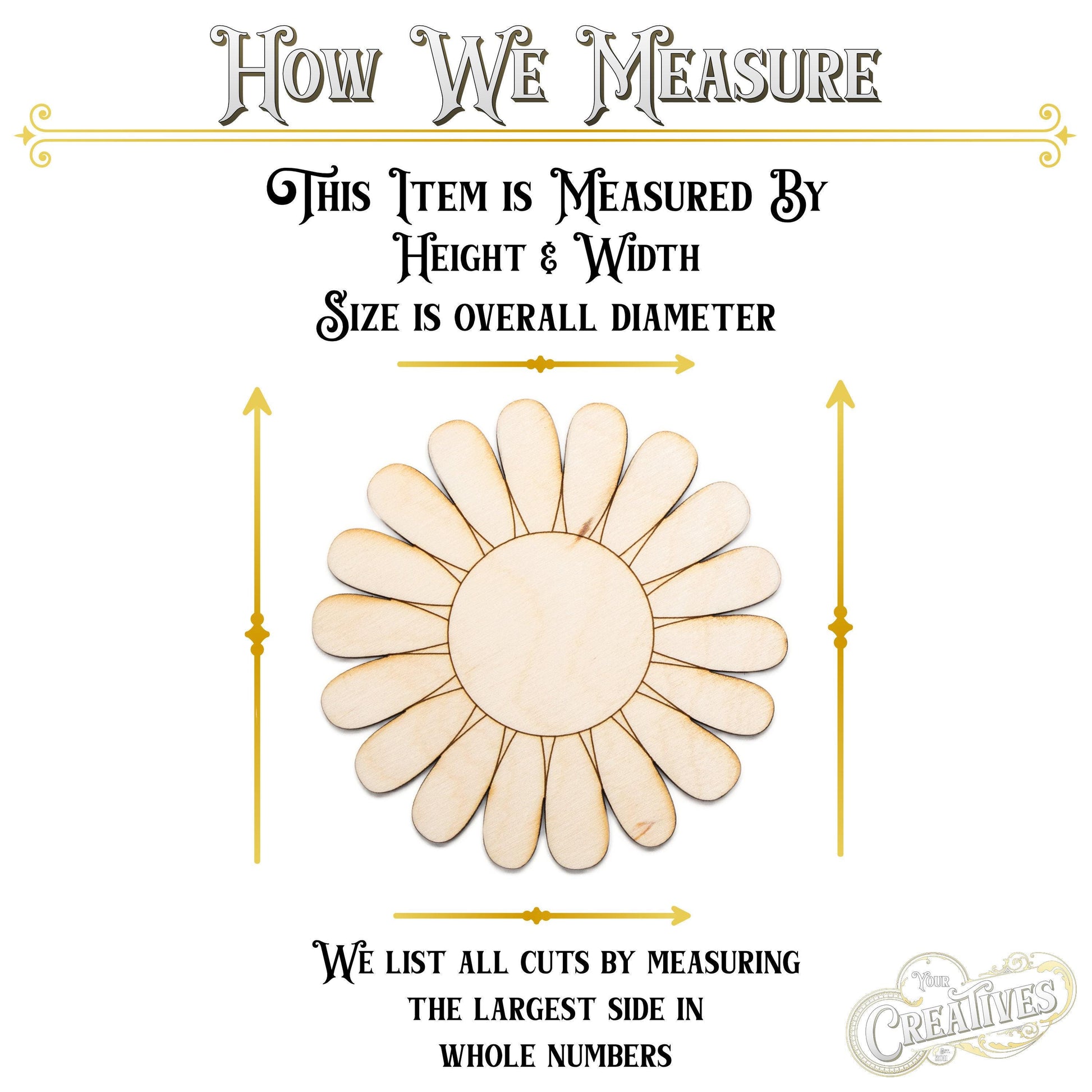 Daisy Detailed Wood Cutout - Laser Cut Unfinished Craft Shape - Multiple Sizes
