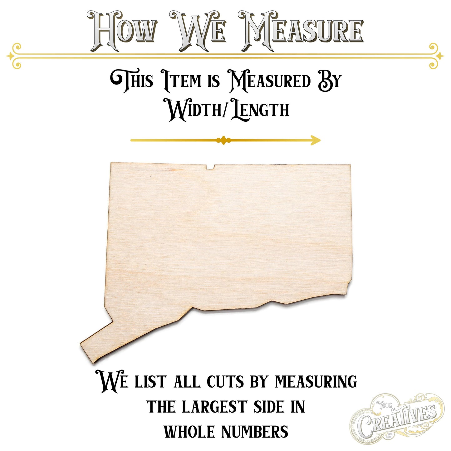 Connecticut Wood Cutout - Laser Cut Unfinished Craft Shape - Multiple Sizes
