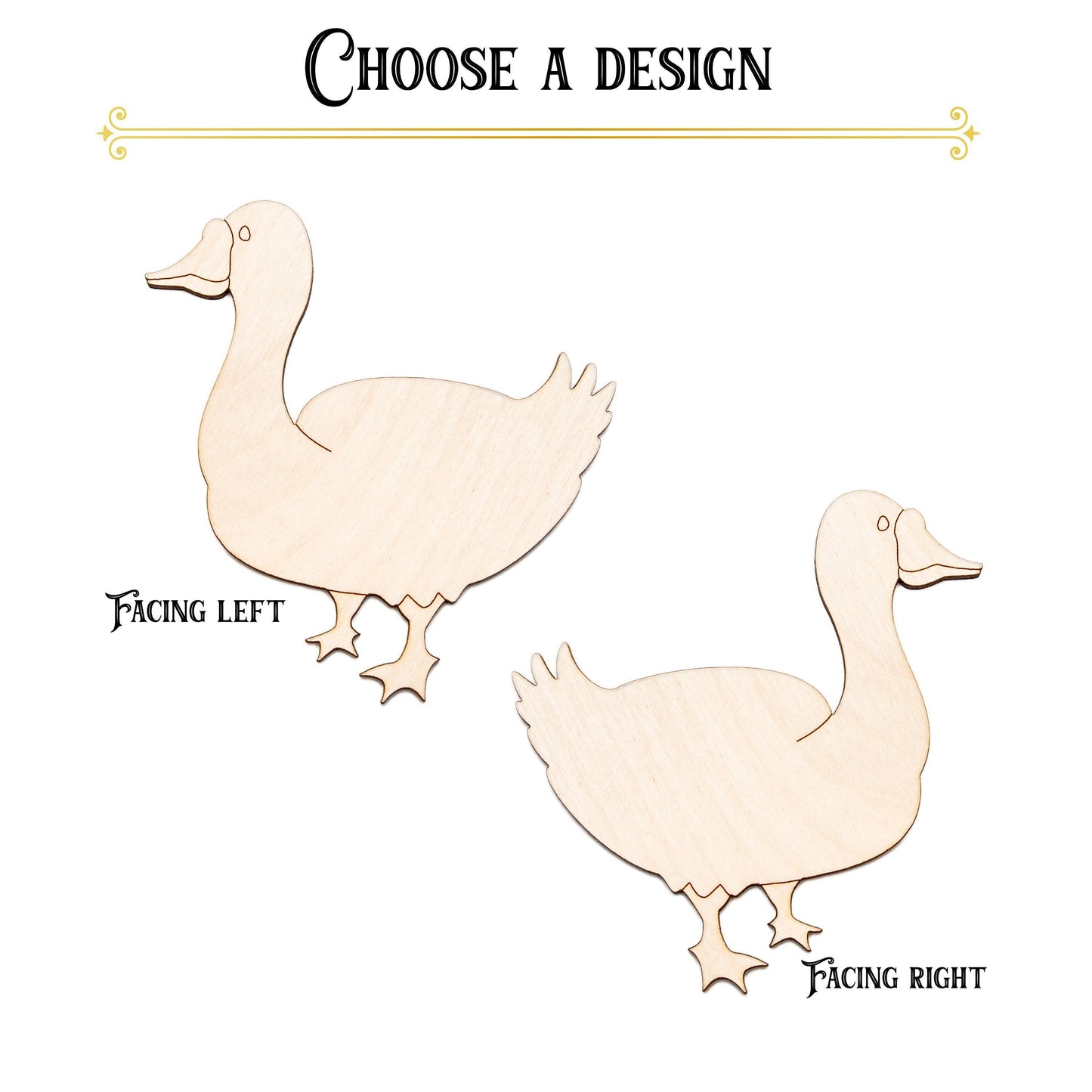 Goose Wood Cutout - Laser Cut Unfinished Craft Shape - Multiple Sizes