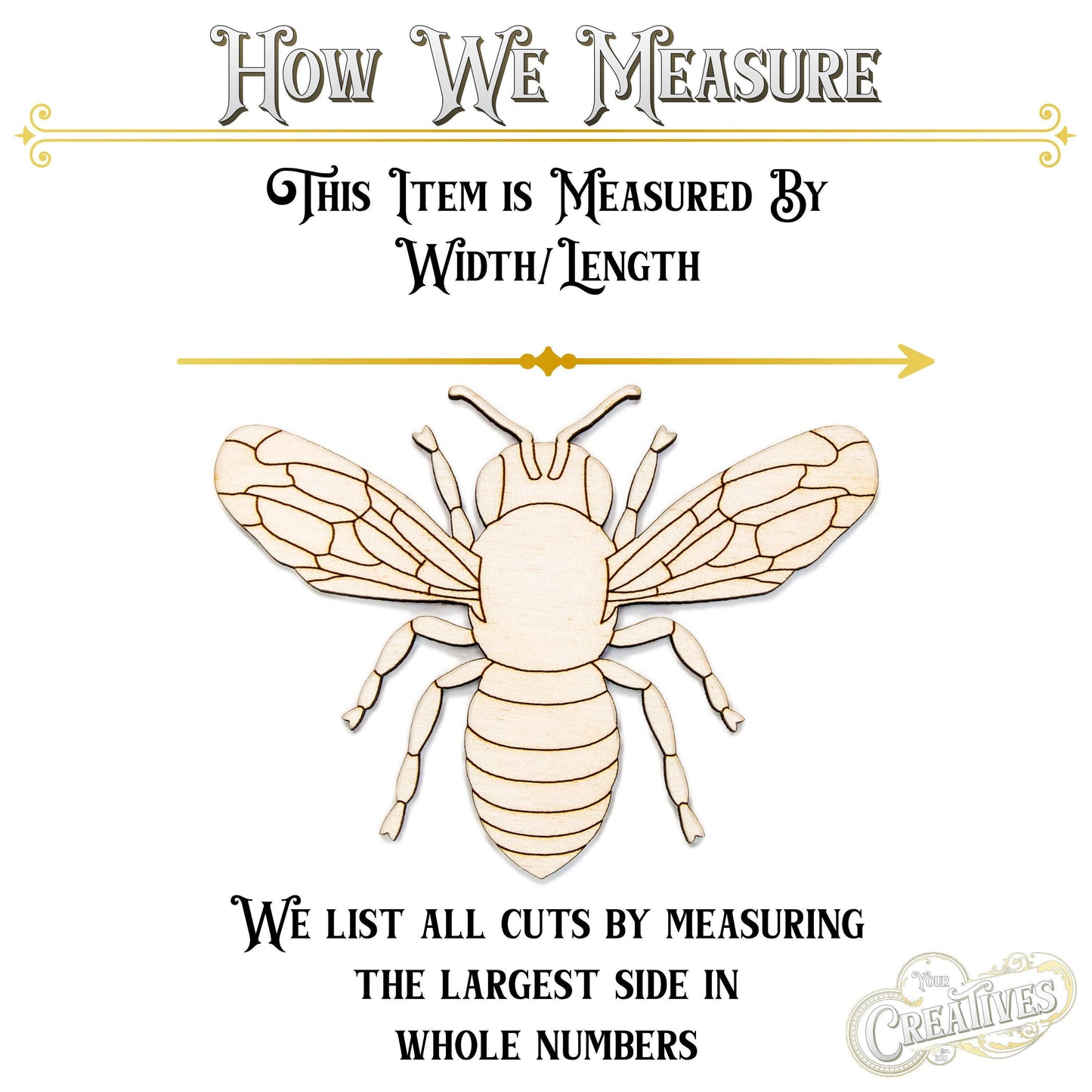 Bee Realistic Wood Cutout - Laser Cut Unfinished Craft Shape - Multiple Sizes