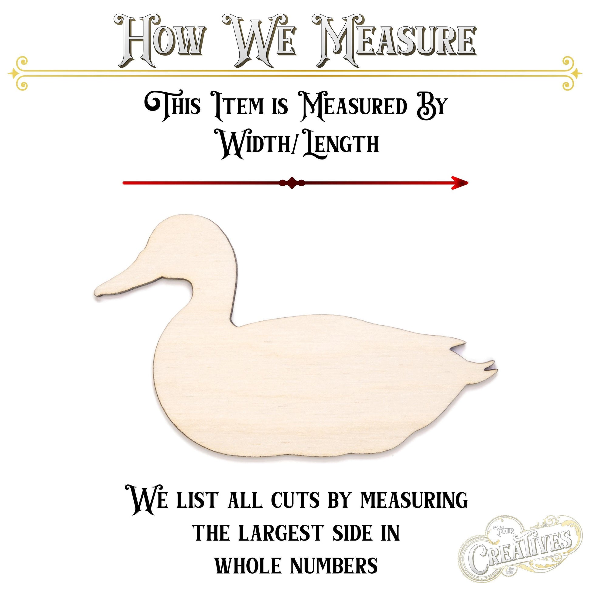 Duck Blank Wood Cutout - Laser Cut Unfinished Craft Shape - Multiple Sizes