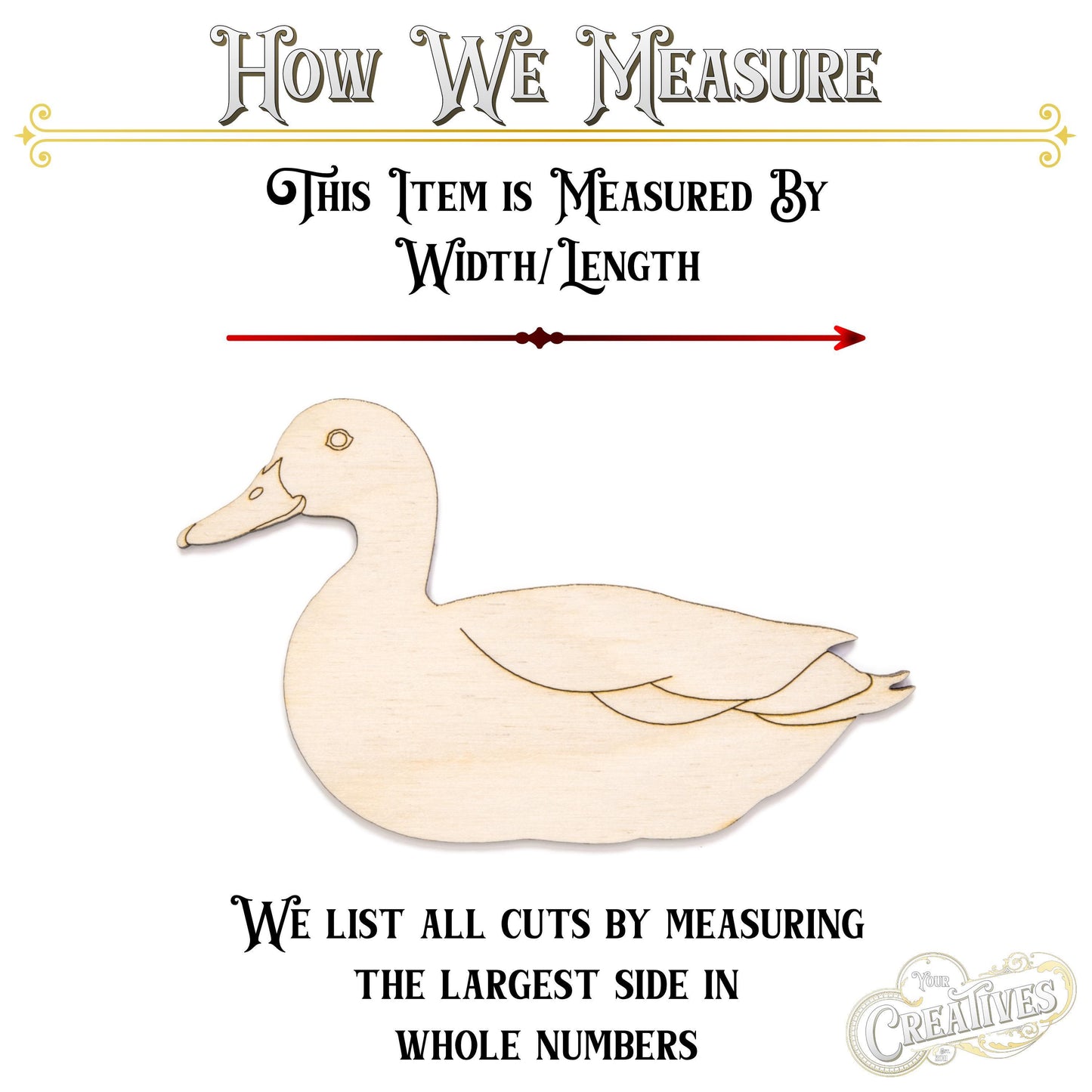 Duck Detailed Wood Cutout - Laser Cut Unfinished Craft Shape - Multiple Sizes