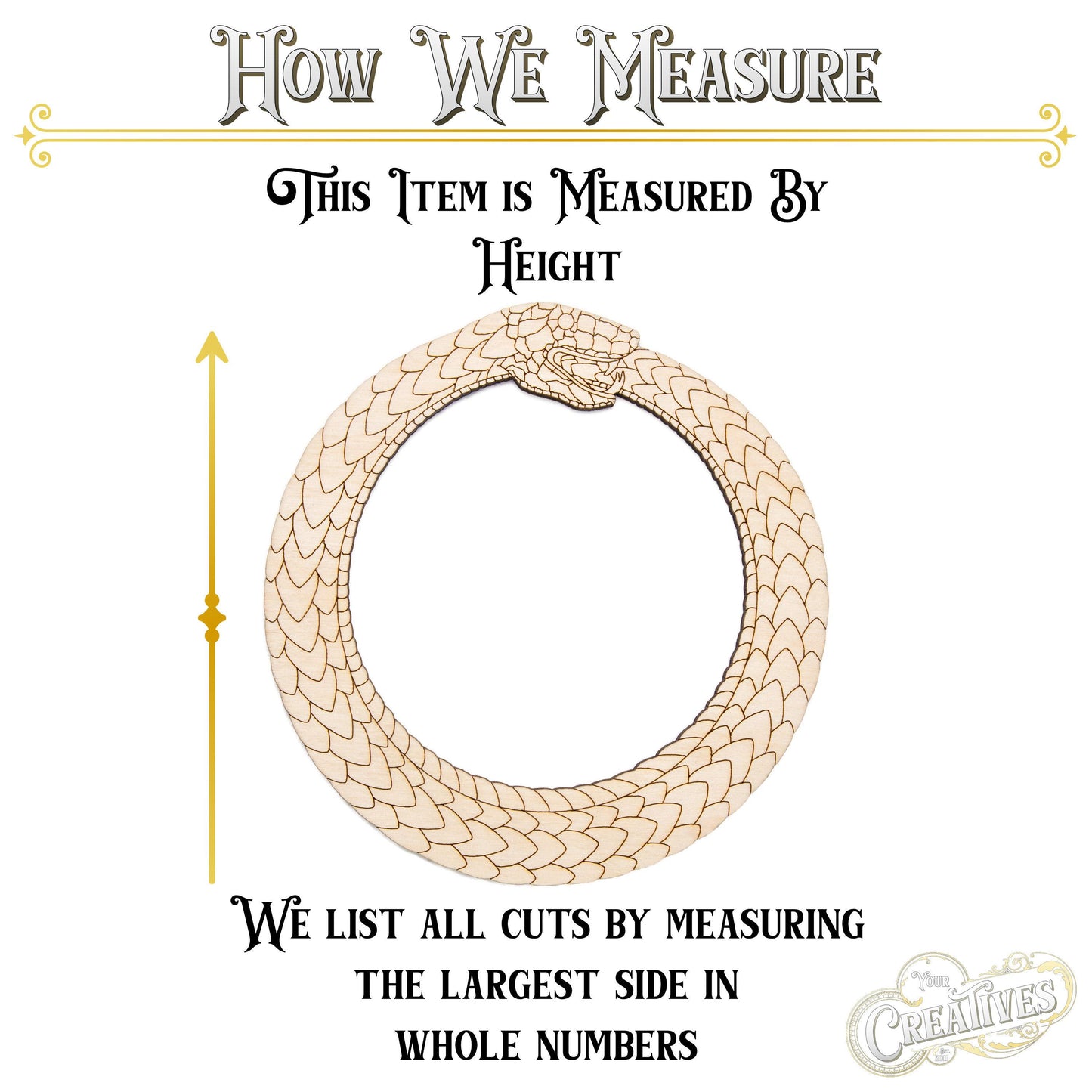 Serpent Ouroboros Wood Cutout - Laser Cut Unfinished Craft Shape - Multiple Sizes