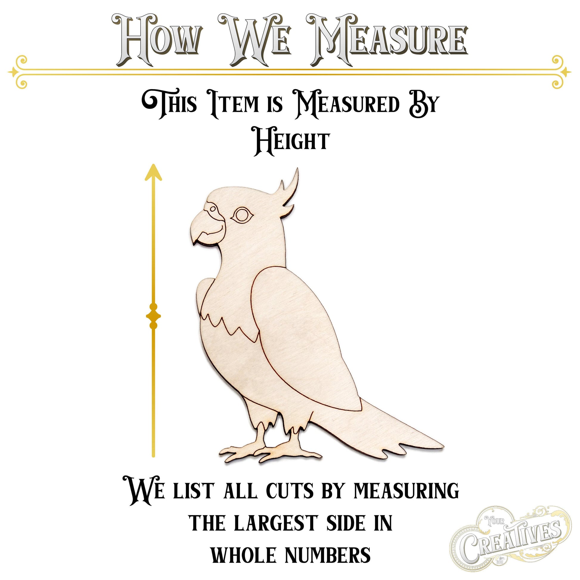 Cockatiel Detailed Wood Cutout - Laser Cut Unfinished Craft Shape - Multiple Sizes