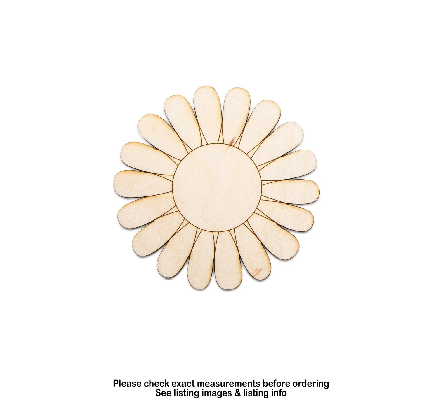 Daisy Detailed Wood Cutout - Laser Cut Unfinished Craft Shape - Multiple Sizes