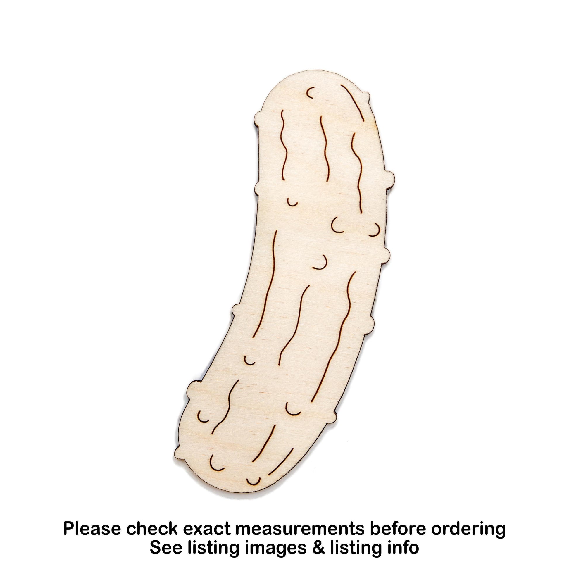Pickle Detailed Wood Cutout - Laser Cut Unfinished Craft Shape - Multiple Sizes