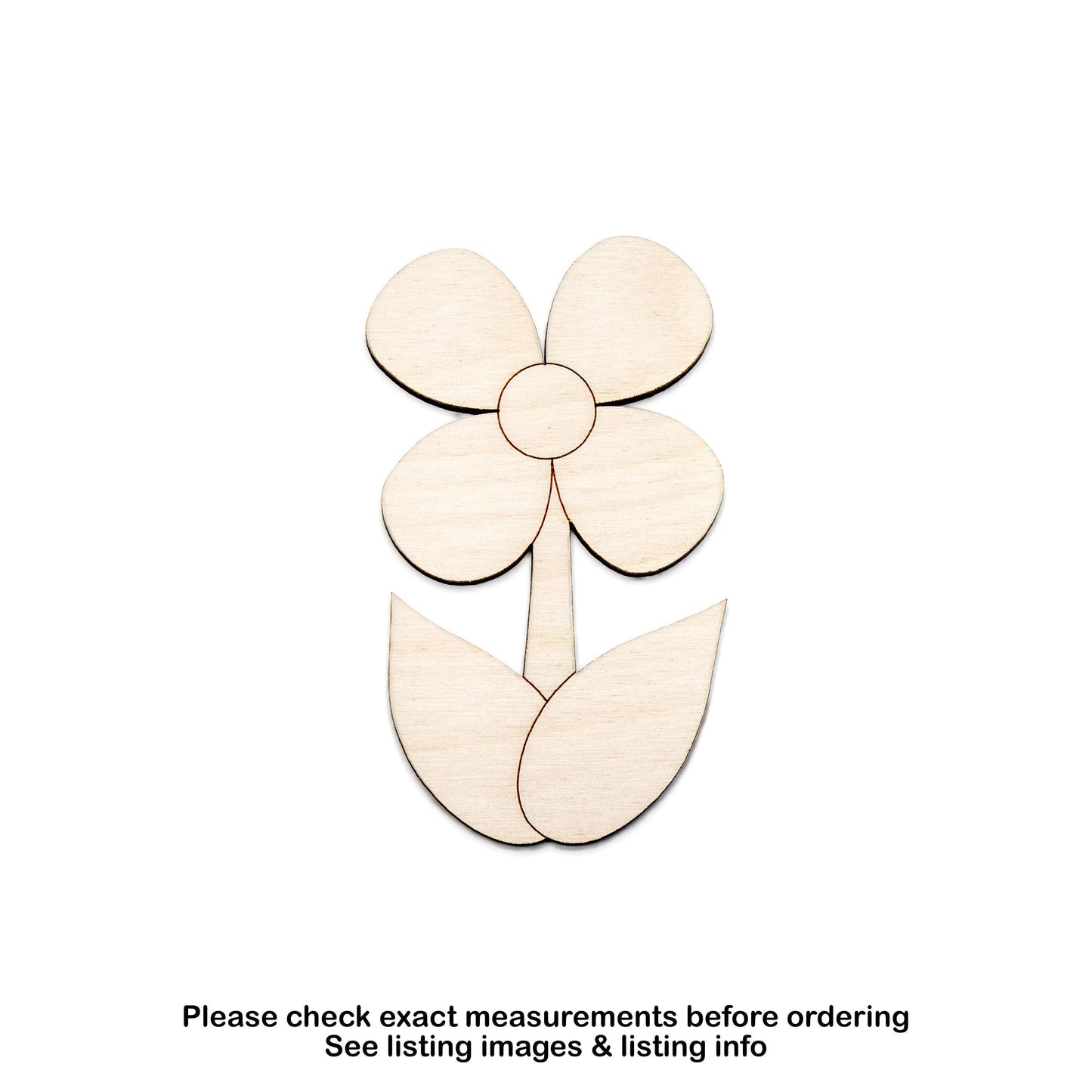 Cute Flower Cartoon Wood Cutout - Laser Cut Unfinished Craft Shape - Multiple Sizes