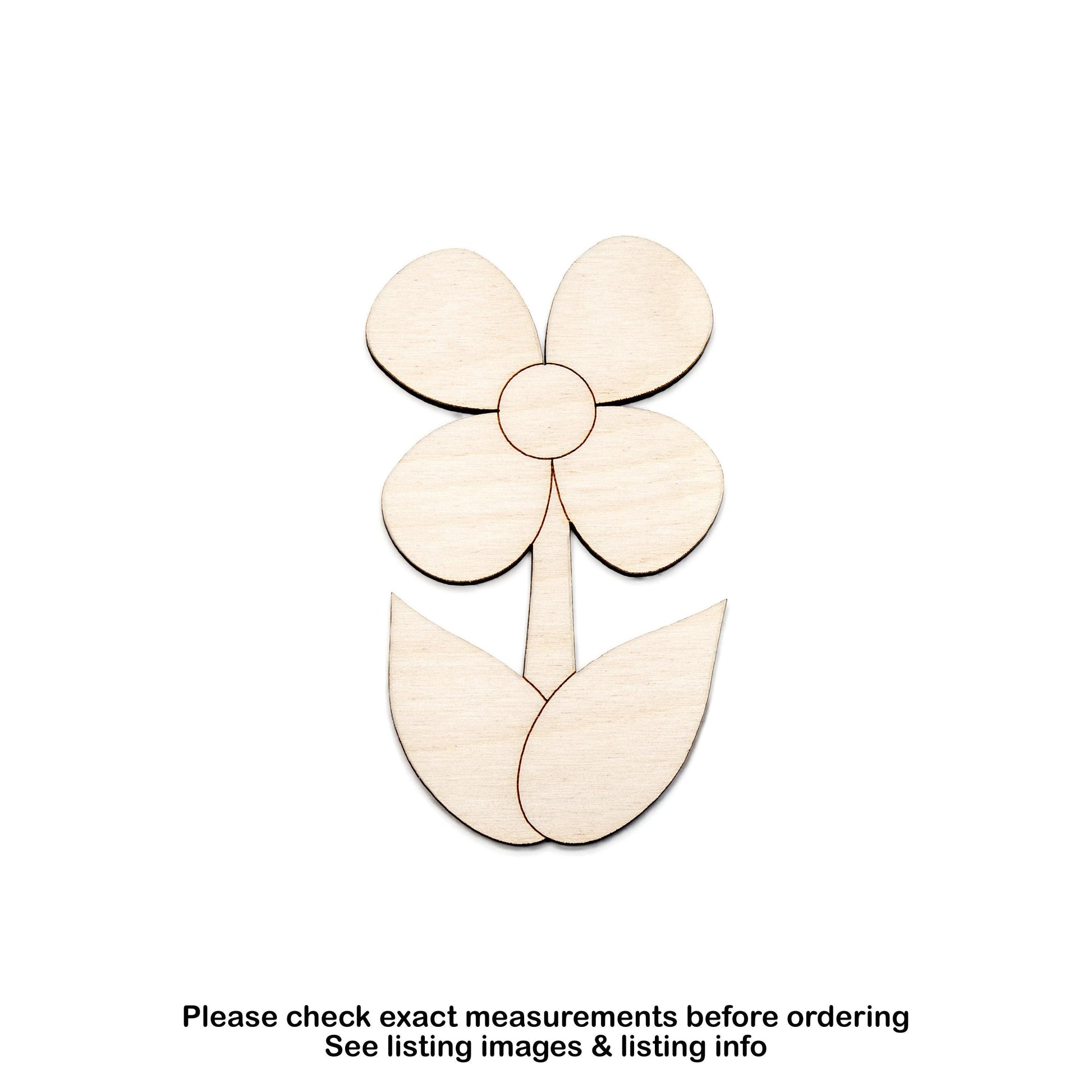 Cute Flower Cartoon Wood Cutout - Laser Cut Unfinished Craft Shape - Multiple Sizes