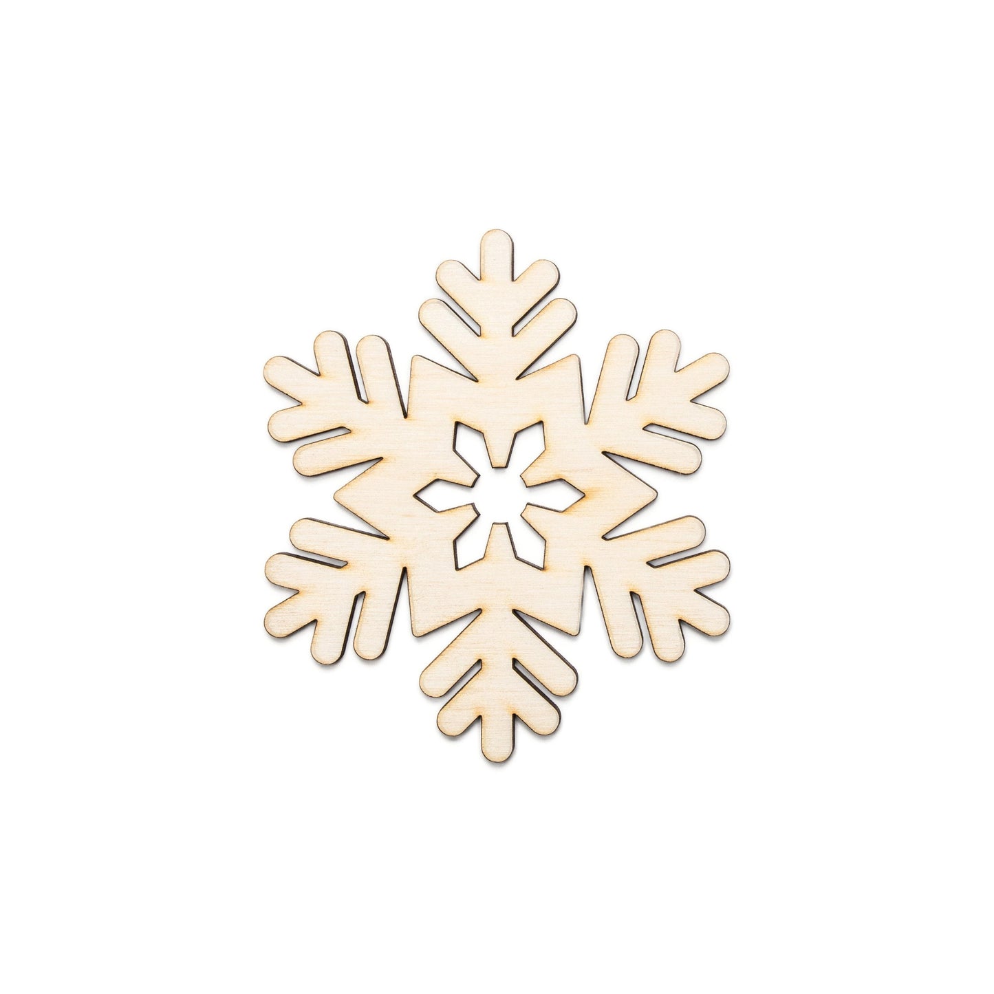 Fern Snowflake Wood Cutout - Laser Cut Unfinished Craft Shape - Multiple Sizes