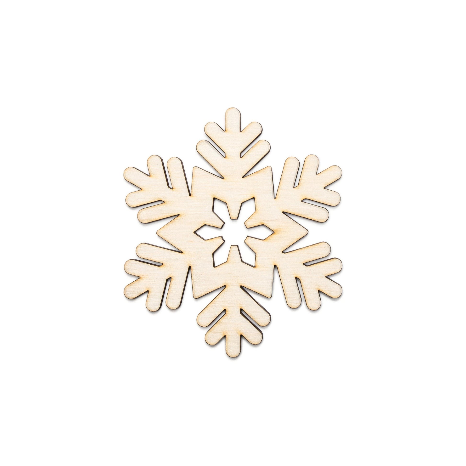 Fern Snowflake Wood Cutout - Laser Cut Unfinished Craft Shape - Multiple Sizes
