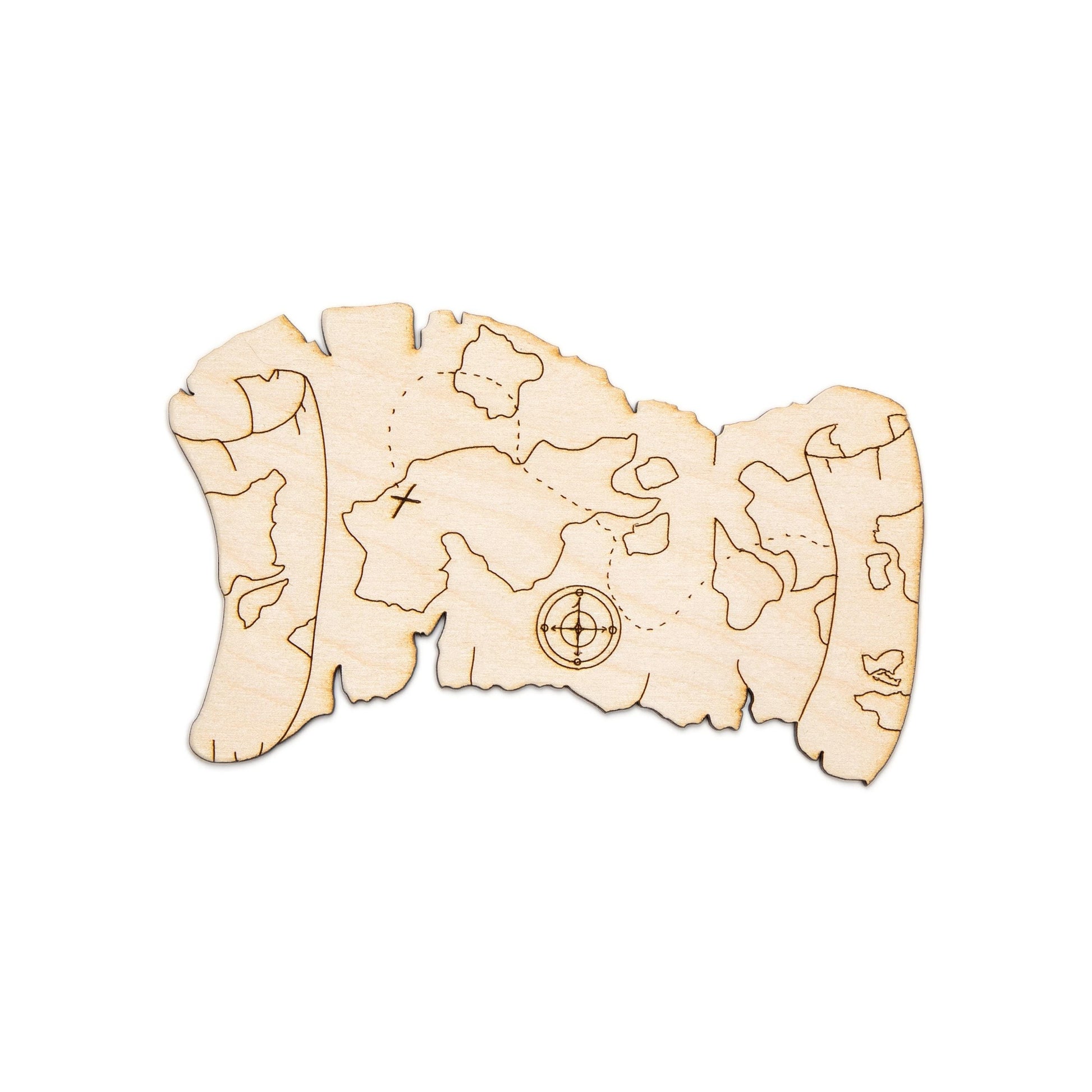 Scroll Treasure Map Wood Cutout - Laser Cut Unfinished Craft Shape - Multiple Sizes