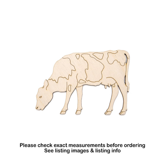 Cow Grazing Detailed Wood Cutout - Laser Cut Unfinished Craft Shape - Multiple Sizes