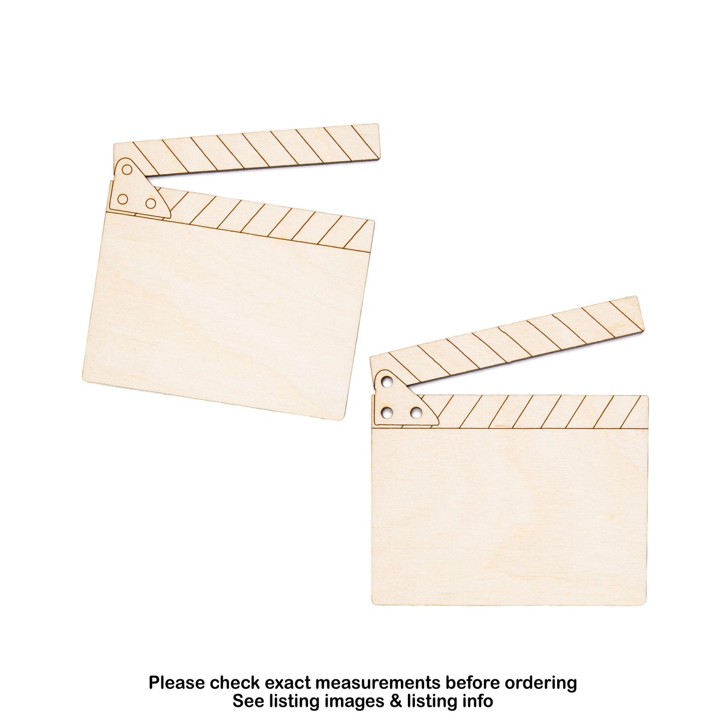 Film Clapper Board Wood Cutout - Laser Cut Unfinished Craft Shape - Multiple Sizes