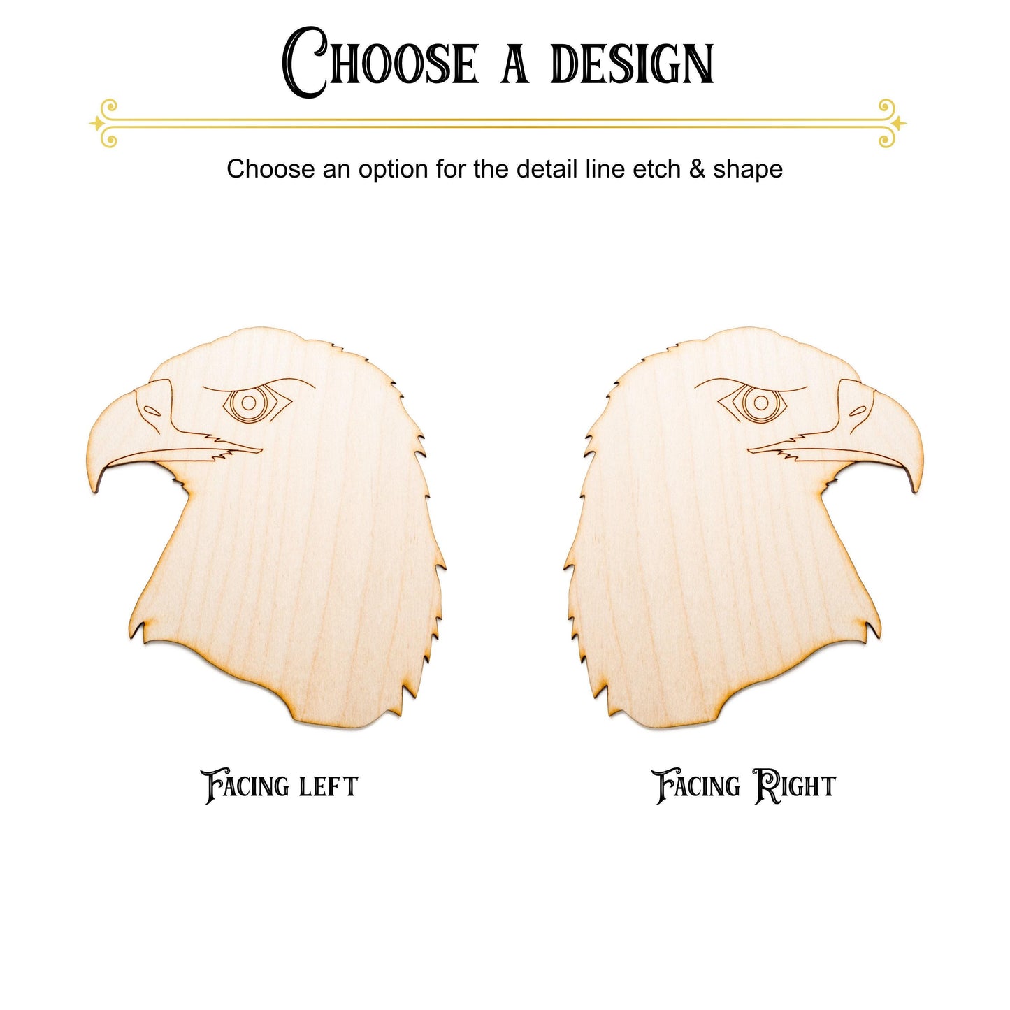 Bald Eagle Head Wood Cutout - Laser Cut Unfinished Craft Shape - Multiple Sizes