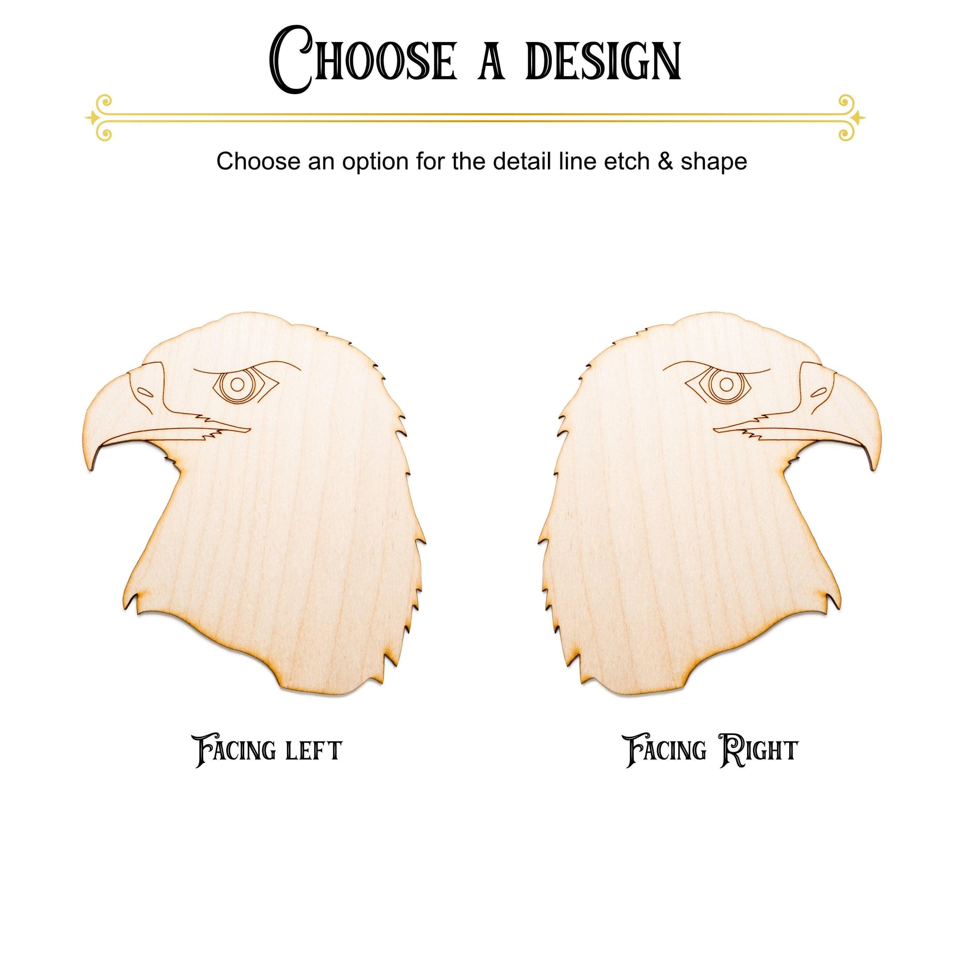 Bald Eagle Head Wood Cutout - Laser Cut Unfinished Craft Shape - Multiple Sizes