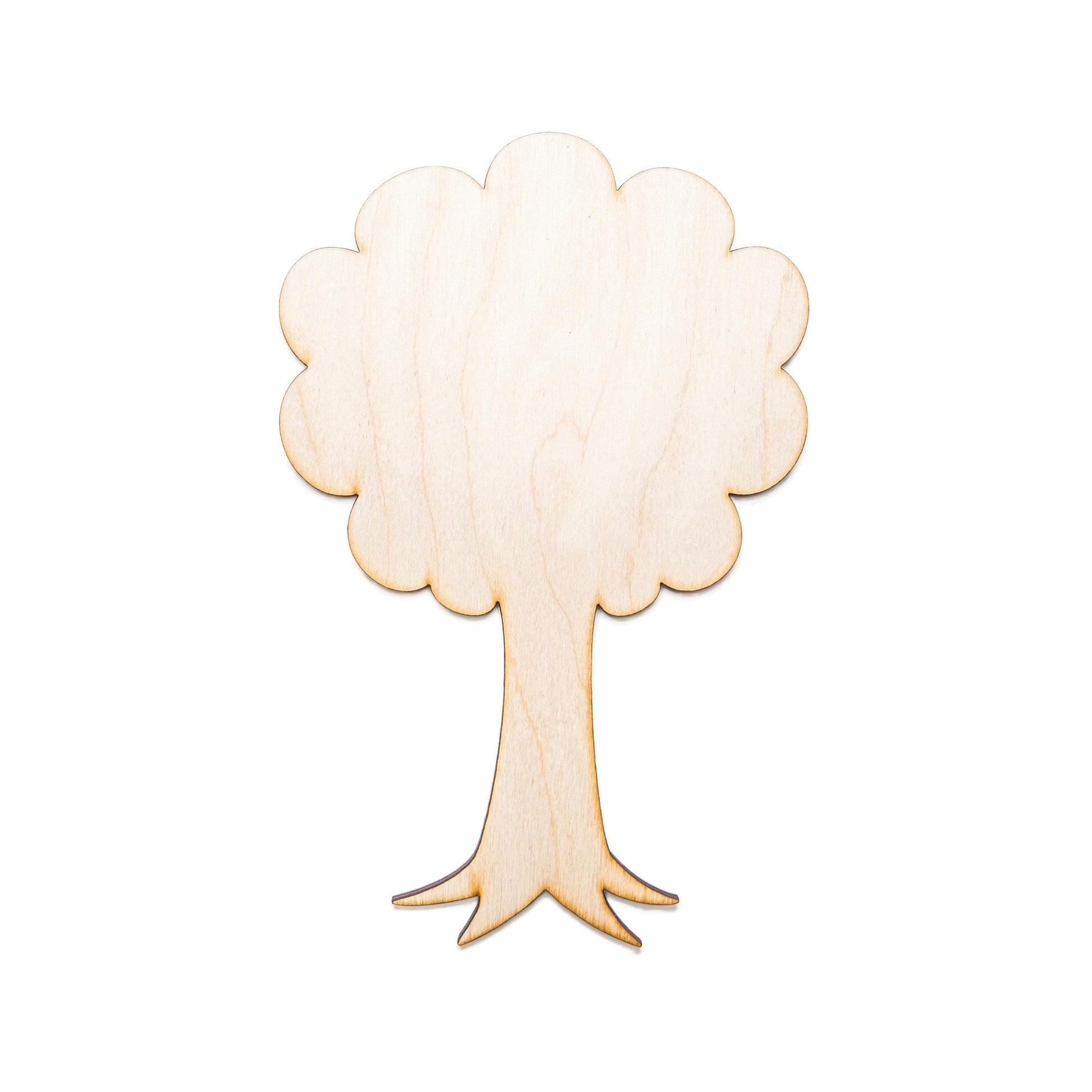 Fluffy Tree Wood Cutout - Laser Cut Unfinished Craft Shape - Multiple Sizes