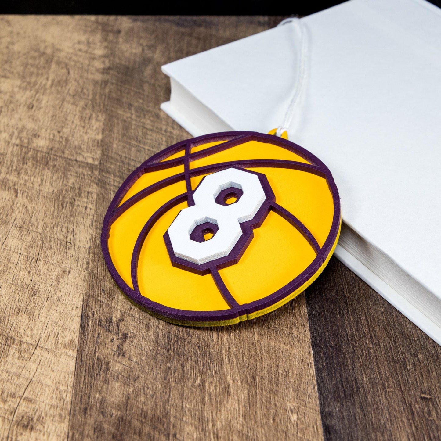 8 and 24 Basketball Painted Wood Ornament - Laser Cut Sports Theme Holiday Craft Shape
