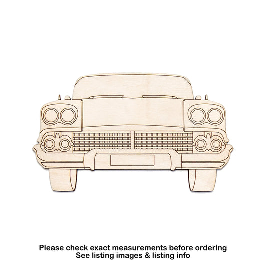 Classic Car Detailed Wood Cutout - Laser Cut Unfinished Craft Shape - Multiple Sizes