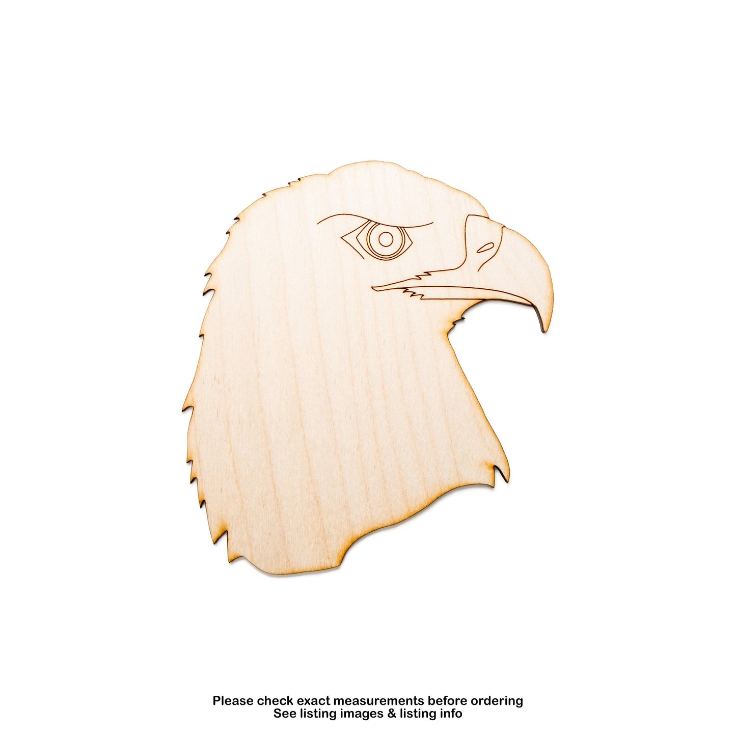 Bald Eagle Head Wood Cutout - Laser Cut Unfinished Craft Shape - Multiple Sizes