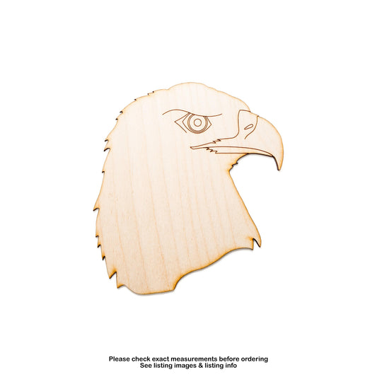 Bald Eagle Head Wood Cutout - Laser Cut Unfinished Craft Shape - Multiple Sizes