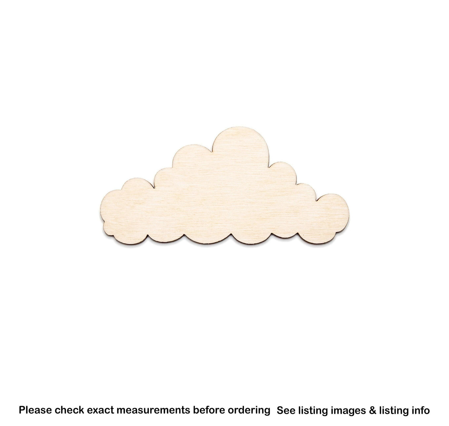 Cloud Blank Wood Cutout - Laser Cut Unfinished Craft Shape - Multiple Sizes
