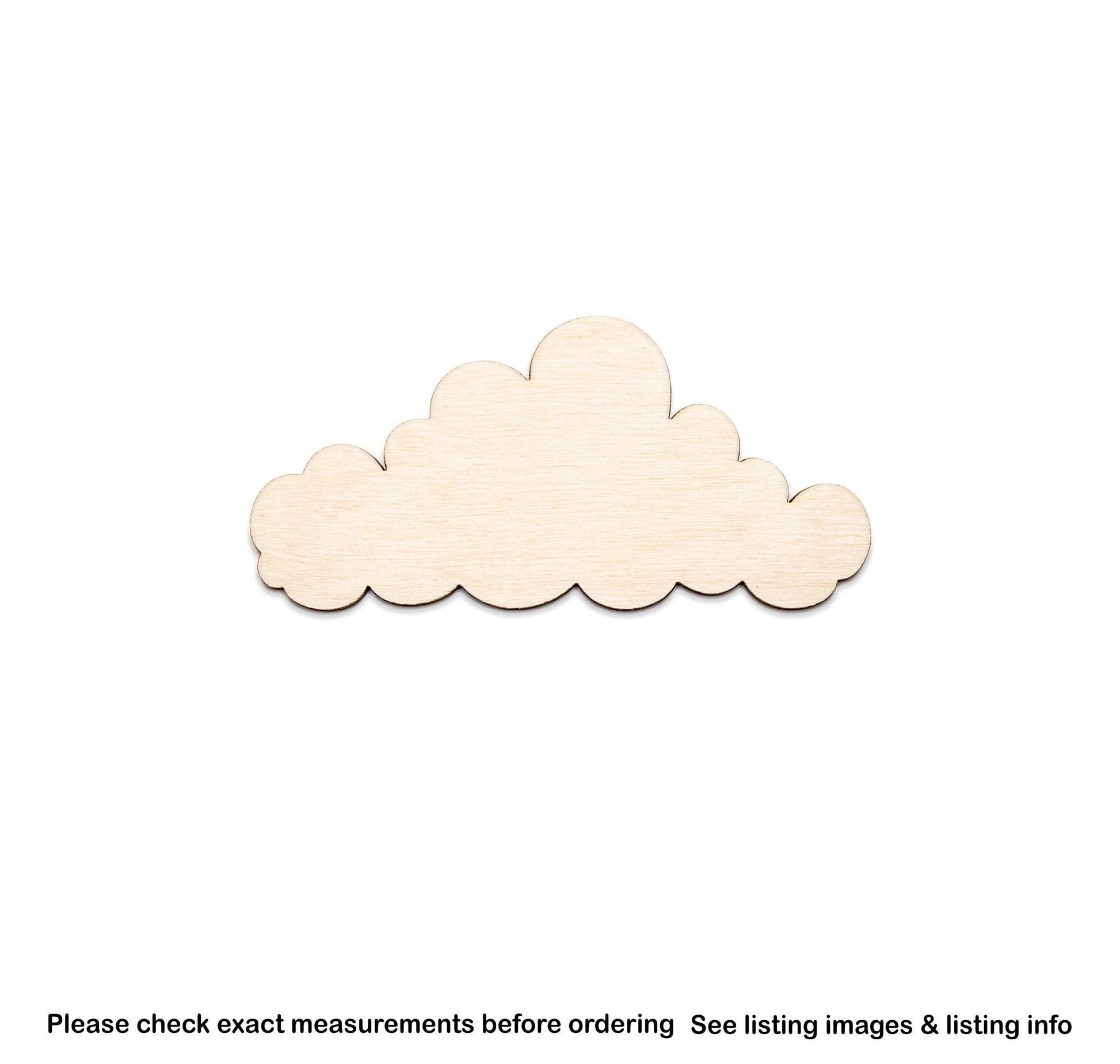 Cloud Blank Wood Cutout - Laser Cut Unfinished Craft Shape - Multiple Sizes