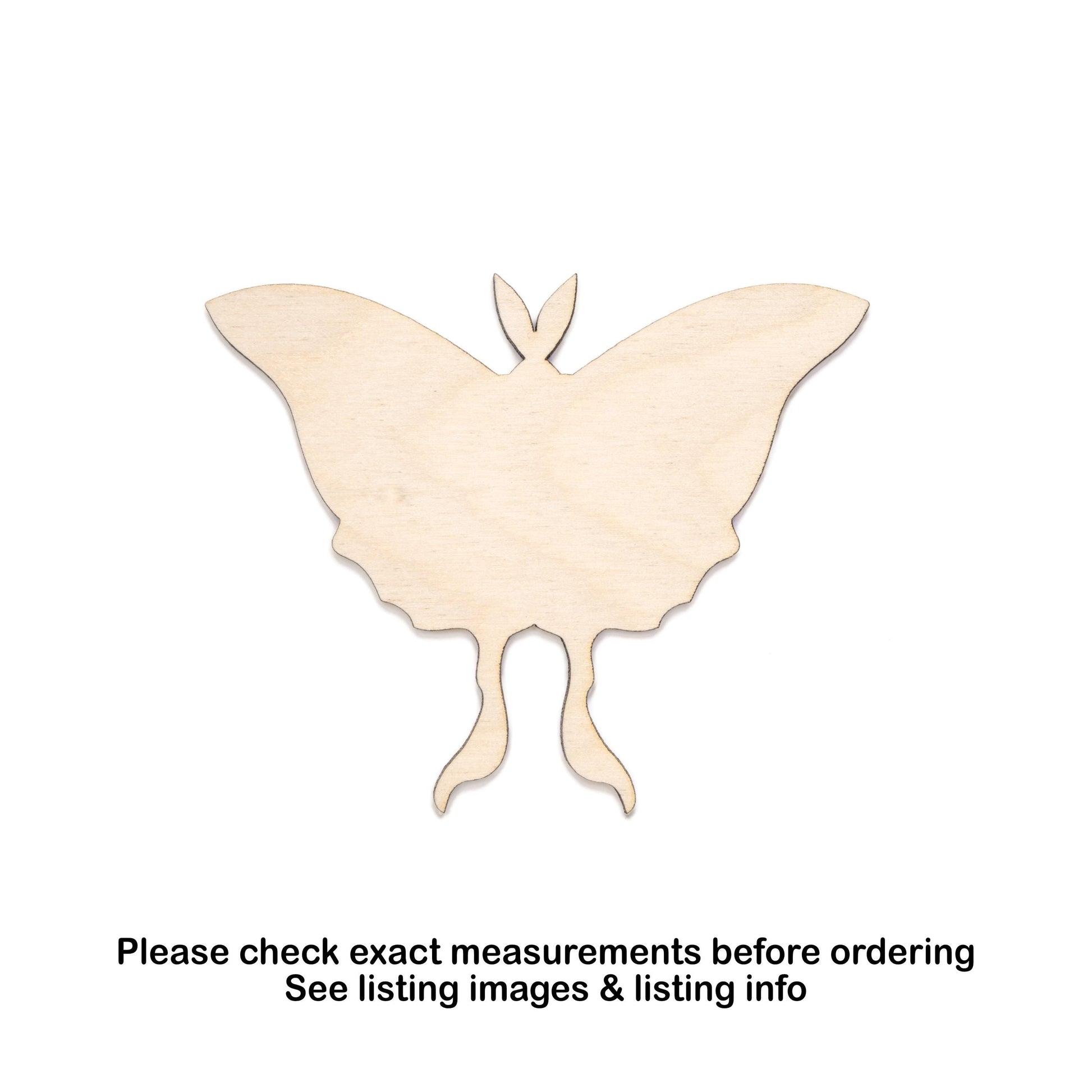 Luna Moth Blank Wood Cutout - Laser Cut Unfinished Craft Shape - Multiple Sizes