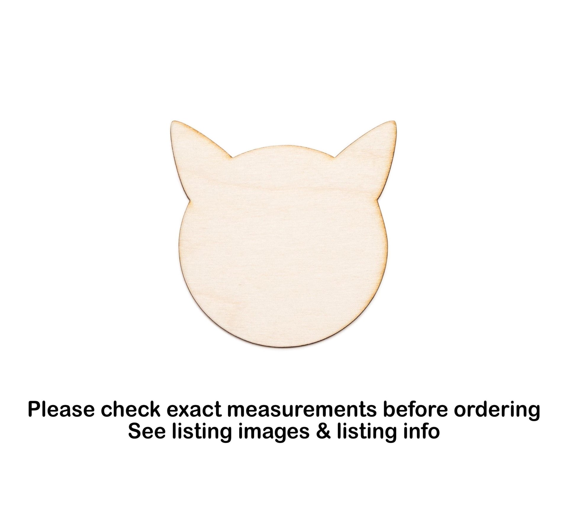 Cat Head Wood Cutout - Laser Cut Unfinished Craft Shape - Multiple Sizes